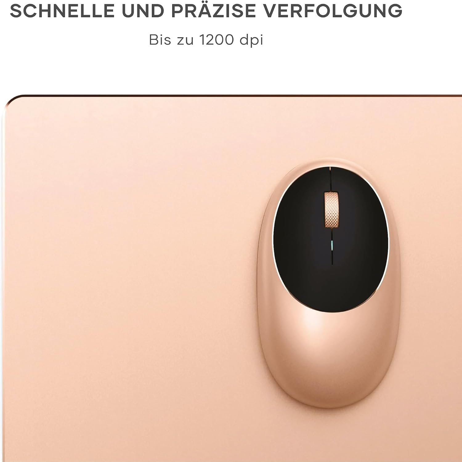 Detalle de SATECHI M1 kabellose Bluetooth-Computermaus (USB‑C wiederaufladbar) – Gold