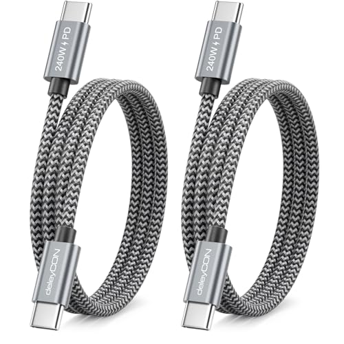 Detalle de deleyCON 240W USB-C Cavo PD 3.1: ricarica rapida e trasferimento affidabile (2x 1m)