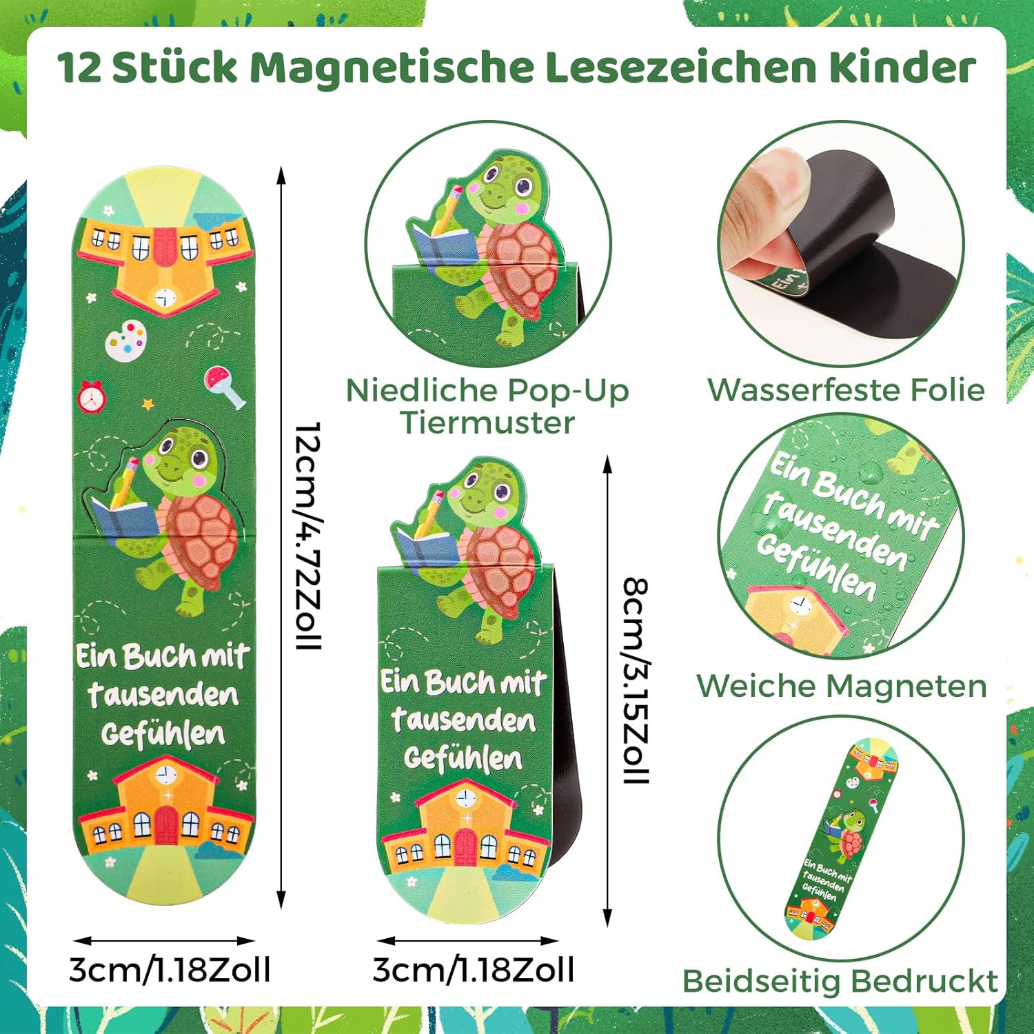 Detalle de Magnetische Lesezeichen für Kinder 12er Set