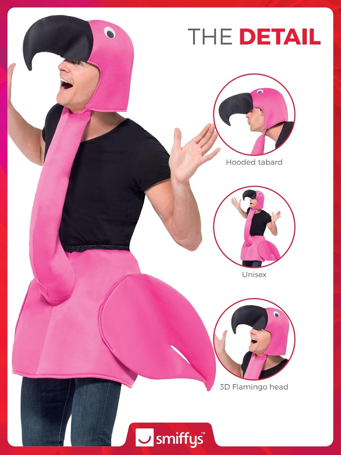 Thumbnail 4 de Smiffys Lustiger Flamingo Unisex-Kostüm One Size 🦩