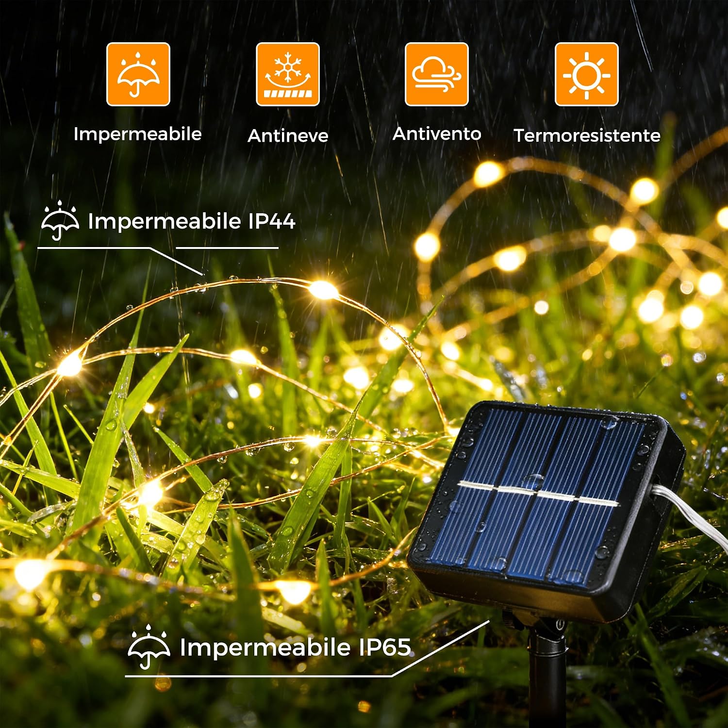 Detalle de HeiPard Catena Luminosa Esterno Solare 2 Pezzi 30 m LED - IP65, Luce calda, 8 modalità con Memory