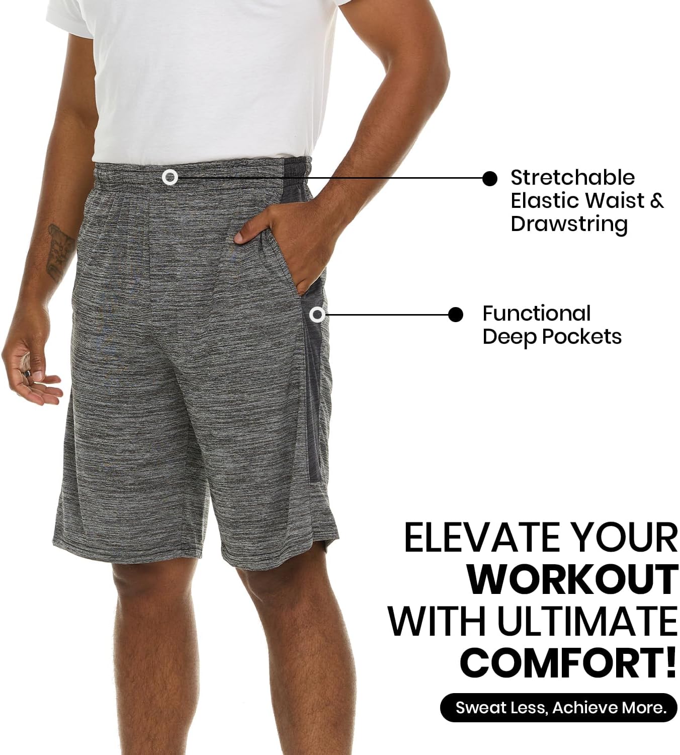 Thumbnail 2 de Essential Elements 5 Pack Men's Dry-Fit Sweat Resistant Active Athletic Performance Shorts