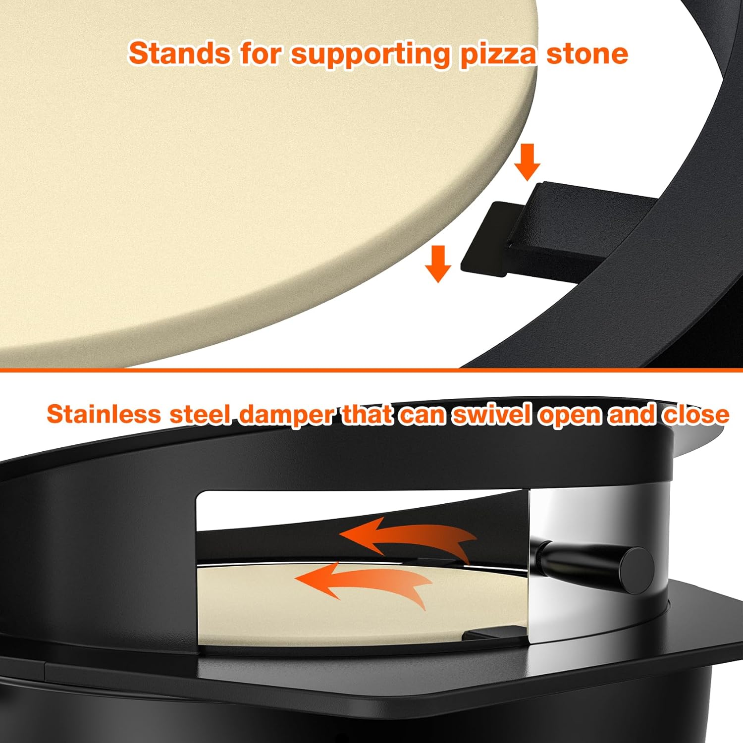 Detalle de Onlyfire Multi-functional BBQ Rotisserie Kit with Pizza Oven Kit for Weber 57 cm Kettle Charcoal Grill
