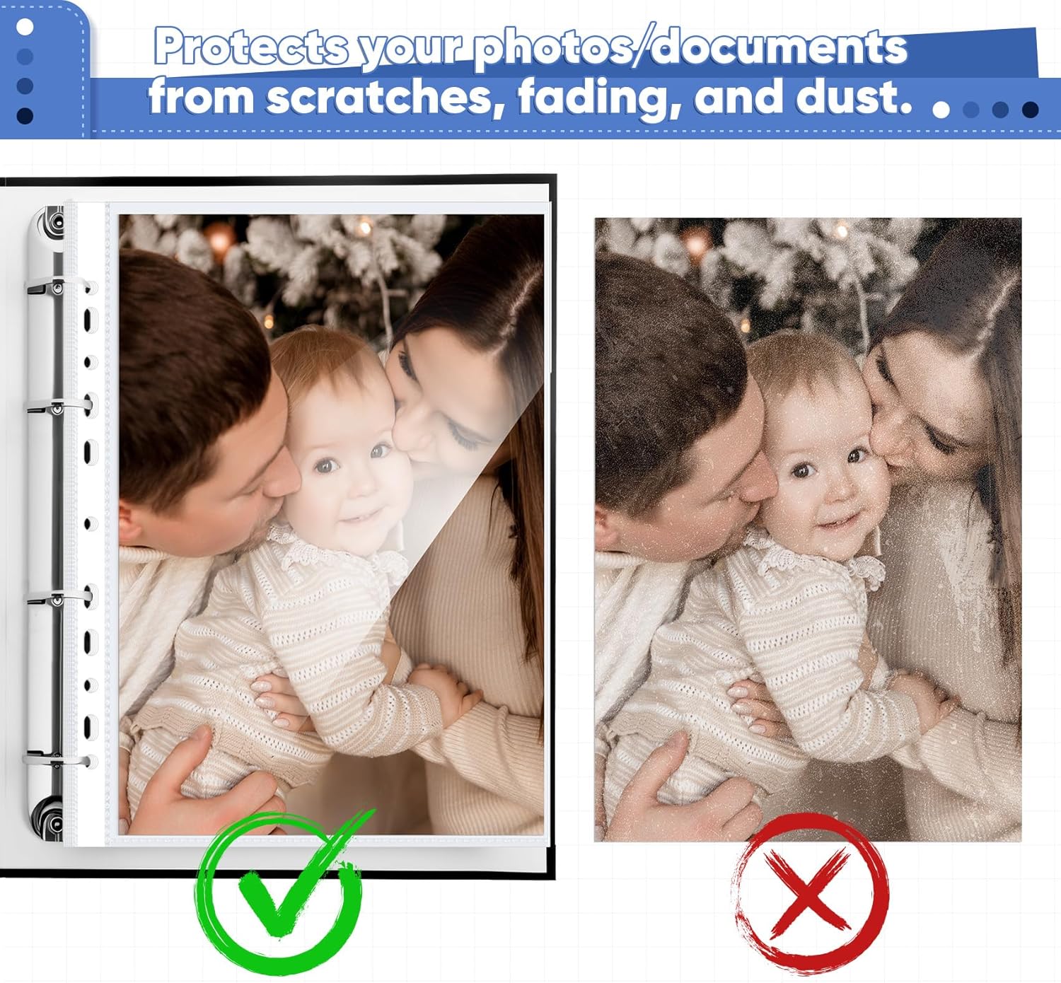Thumbnail 5 de AGOER 50-pack A4 heavy duty punched plastic pockets (160 micron, clear, 11-hole) for ring binders