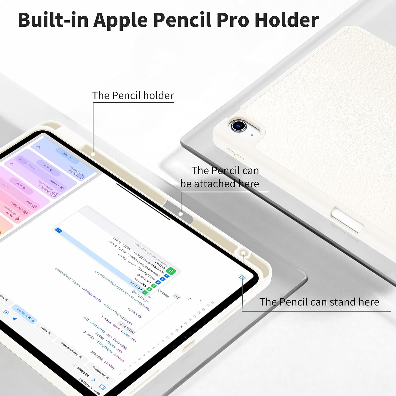 Detalle de EasyAcc Hülle für iPad Air 11 Zoll M4/M3/M2 (2026/2025/2024) – Cremeweiß