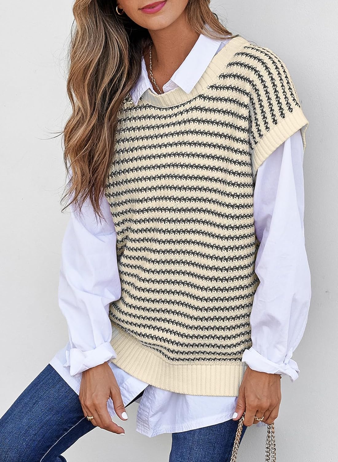 Thumbnail 3 de EVALESS Sweater Vest Striped Pullover 2025