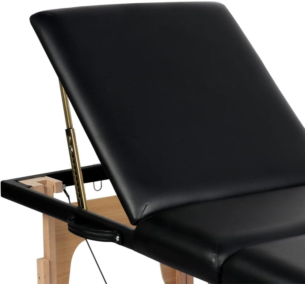 Detalle 2 de Yaheetech 3-Zonen Massageliege – Tragbar, höhenverstellbar, mit Kopfstütze und abnehmbaren Armlehnen (Schwarz)