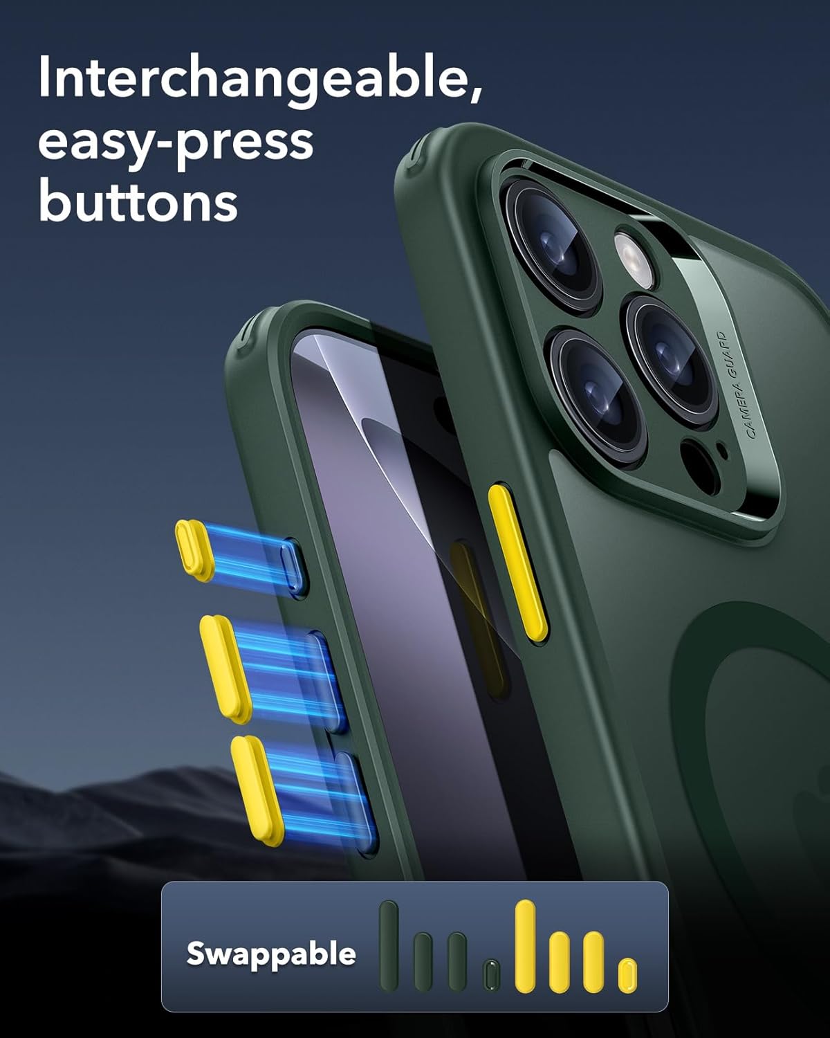 Thumbnail 4 de Coque ESR pour iPhone 16 Pro Max mate translucide avec verre trempé et MagSafe – Vert givré
