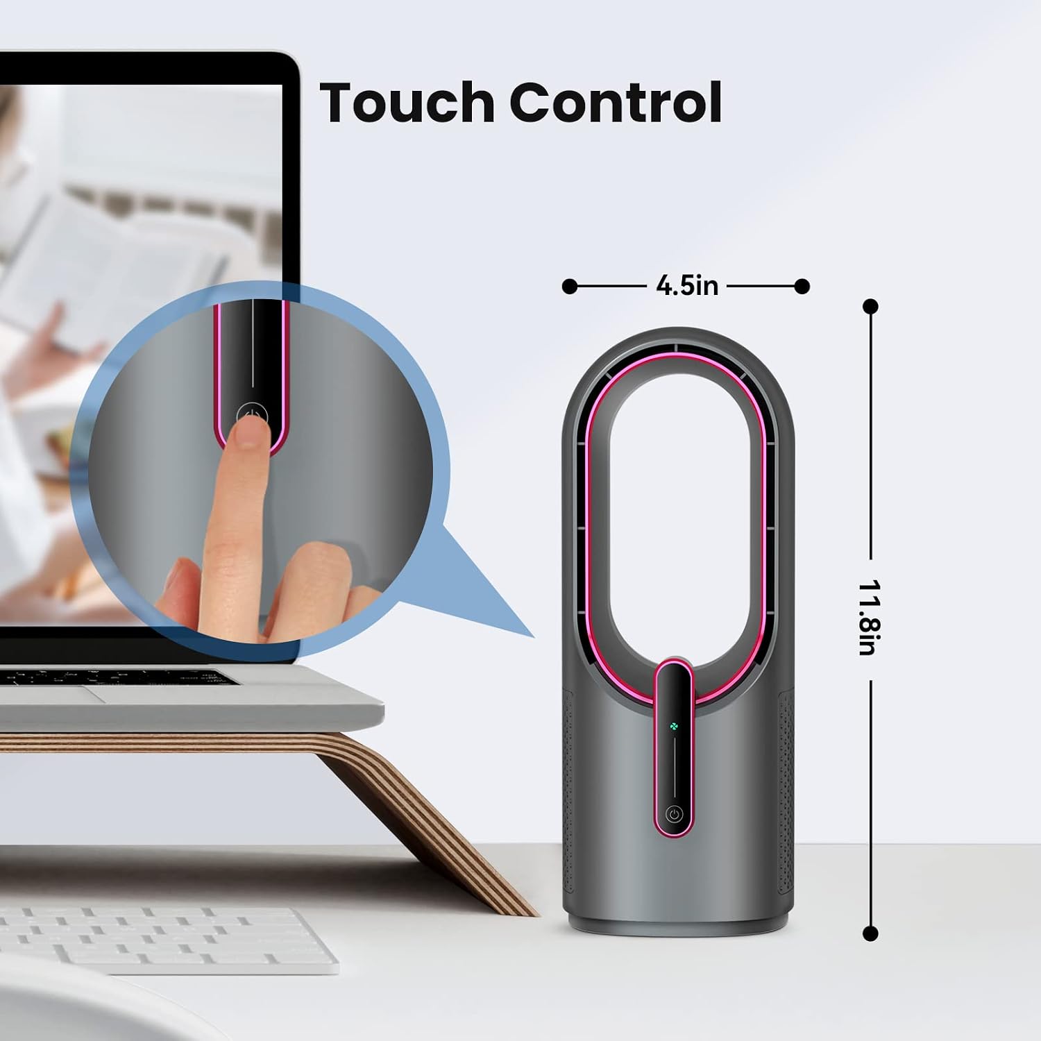 Detalle 2 de KONSIDEN 11.8 Inch Bladeless Desk Fan, 3-Speed 🌀