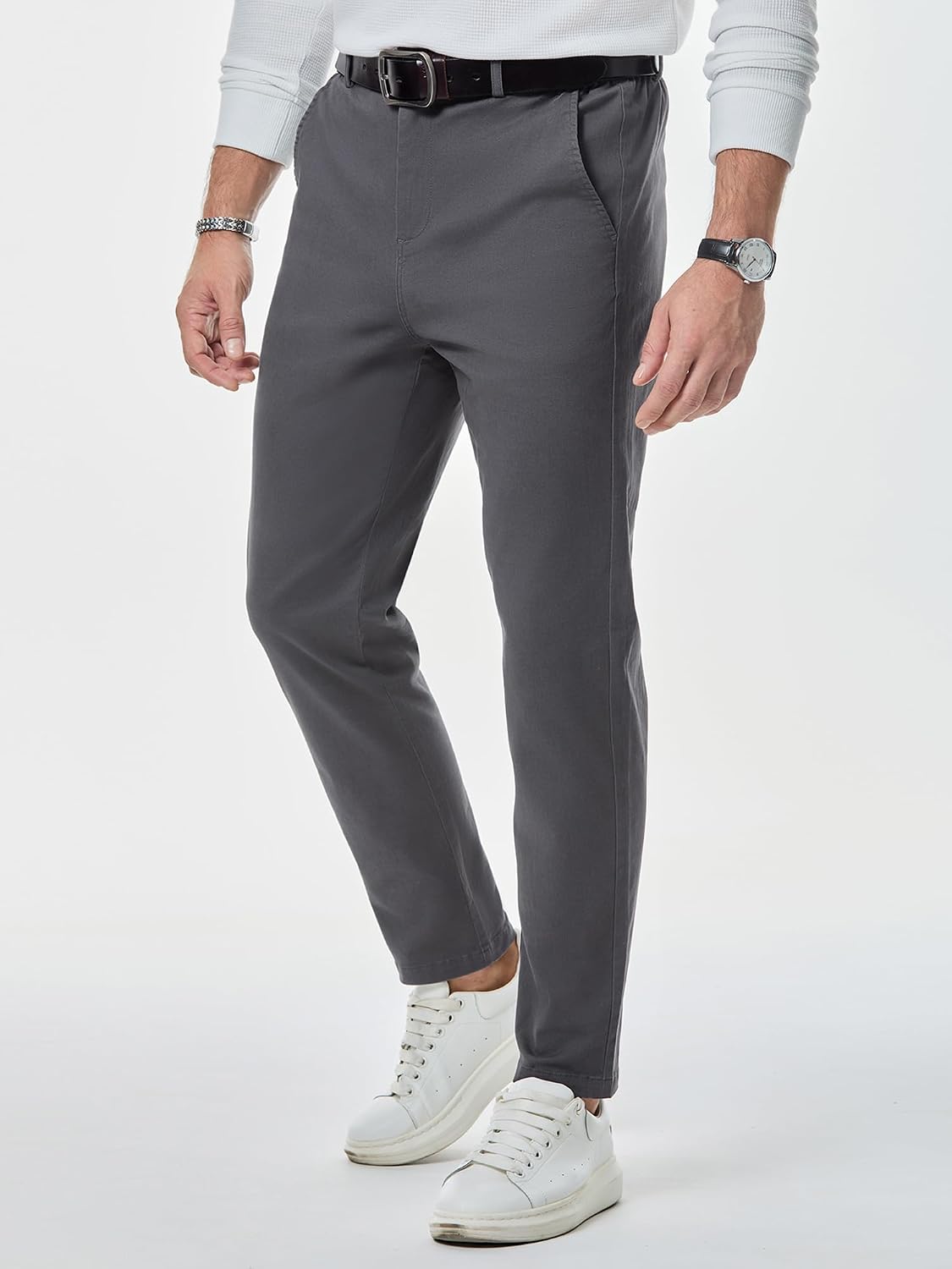 Detalle de JMIERR Herren Baumwolle Chino Stretch Cargohose mit elastischem Bund und Taschen