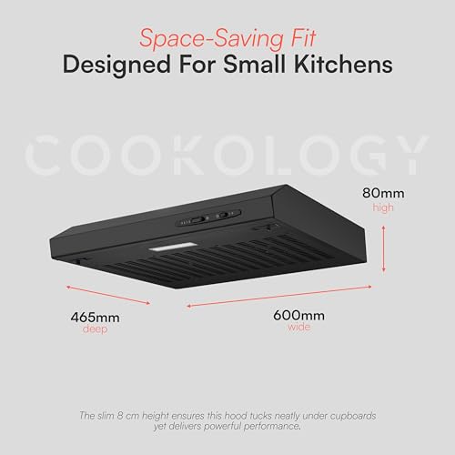 Detalle de Cookology 60cm Visor Cooker Hood (217.6 m³/h) in Black