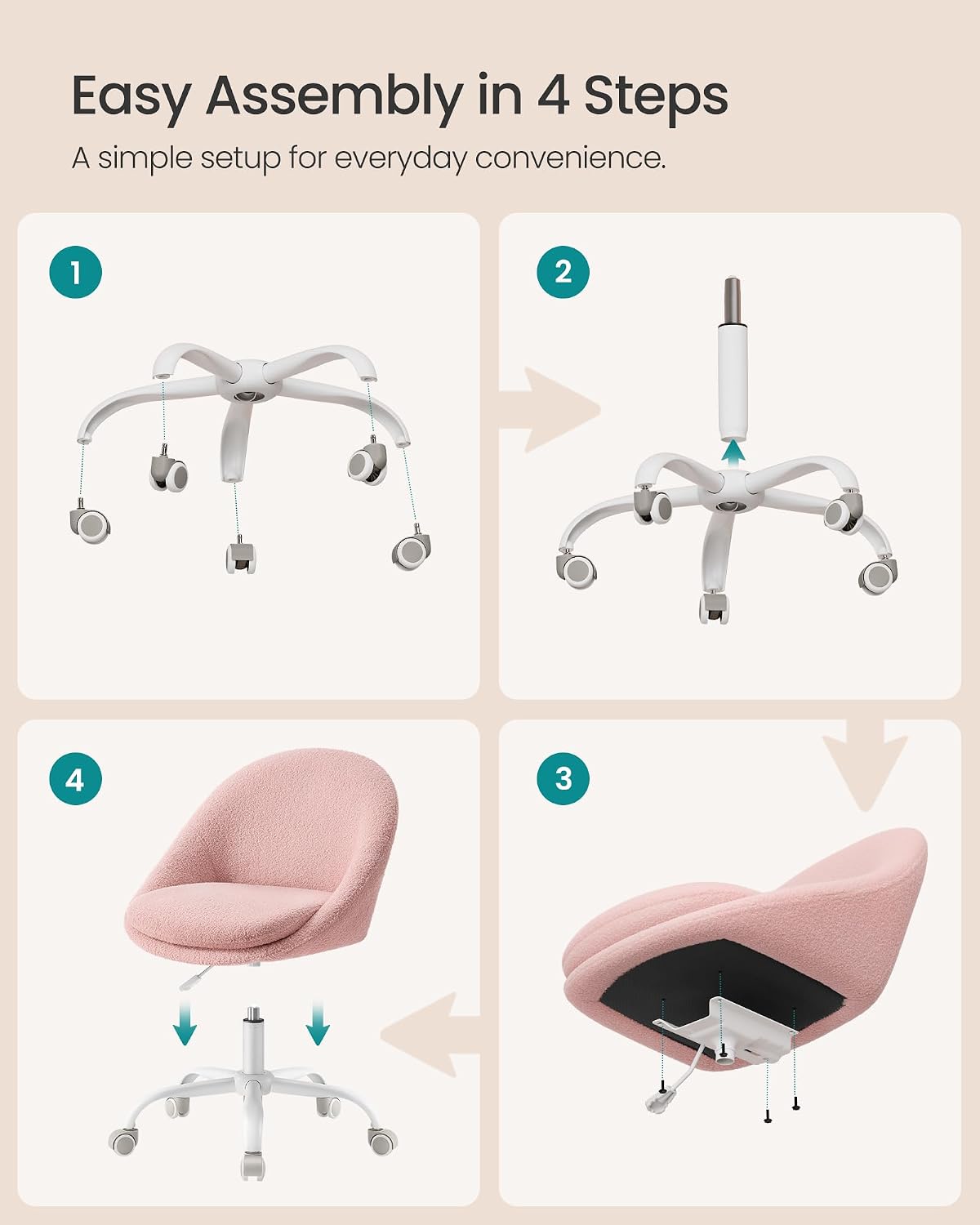 Thumbnail 6 de SONGMICS Vanity Chair in Jelly Pink