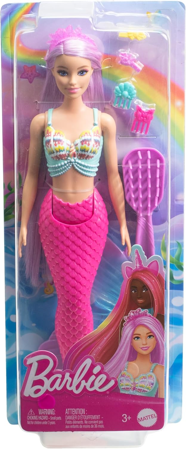 Detalle 2 de Barbie Sirena Capelli Fantasia – bambola con capelli extra lunghi e accessori per lo styling (HRR00)
