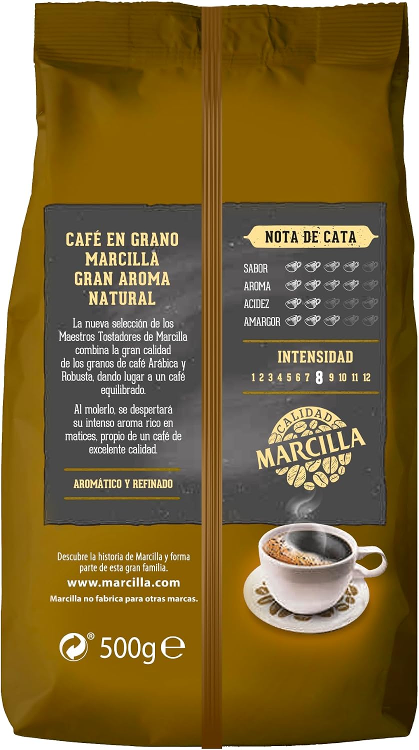 Detalle 2 de Marcilla Gran Aroma Café en Grano 500g