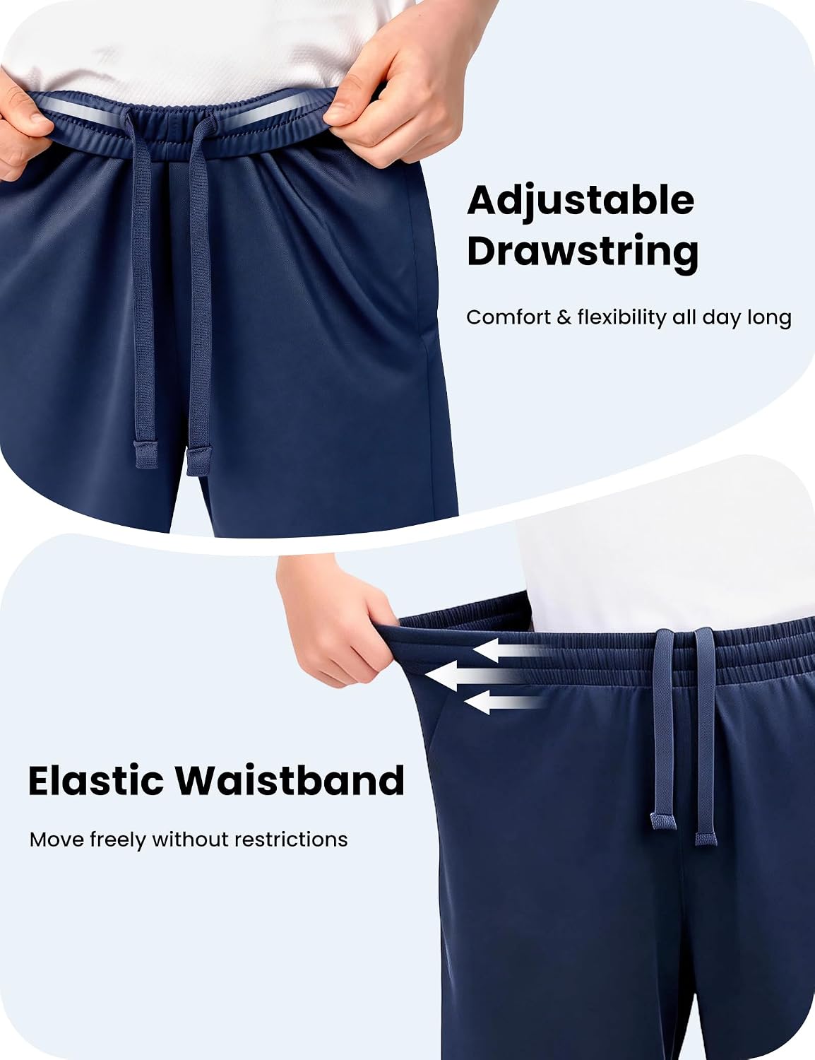 Detalle de YOIOWVY 5er Pack Kurze Hosen Jungen – atmungsaktive Funktionsshorts für Laufen, Basketball & Fußball