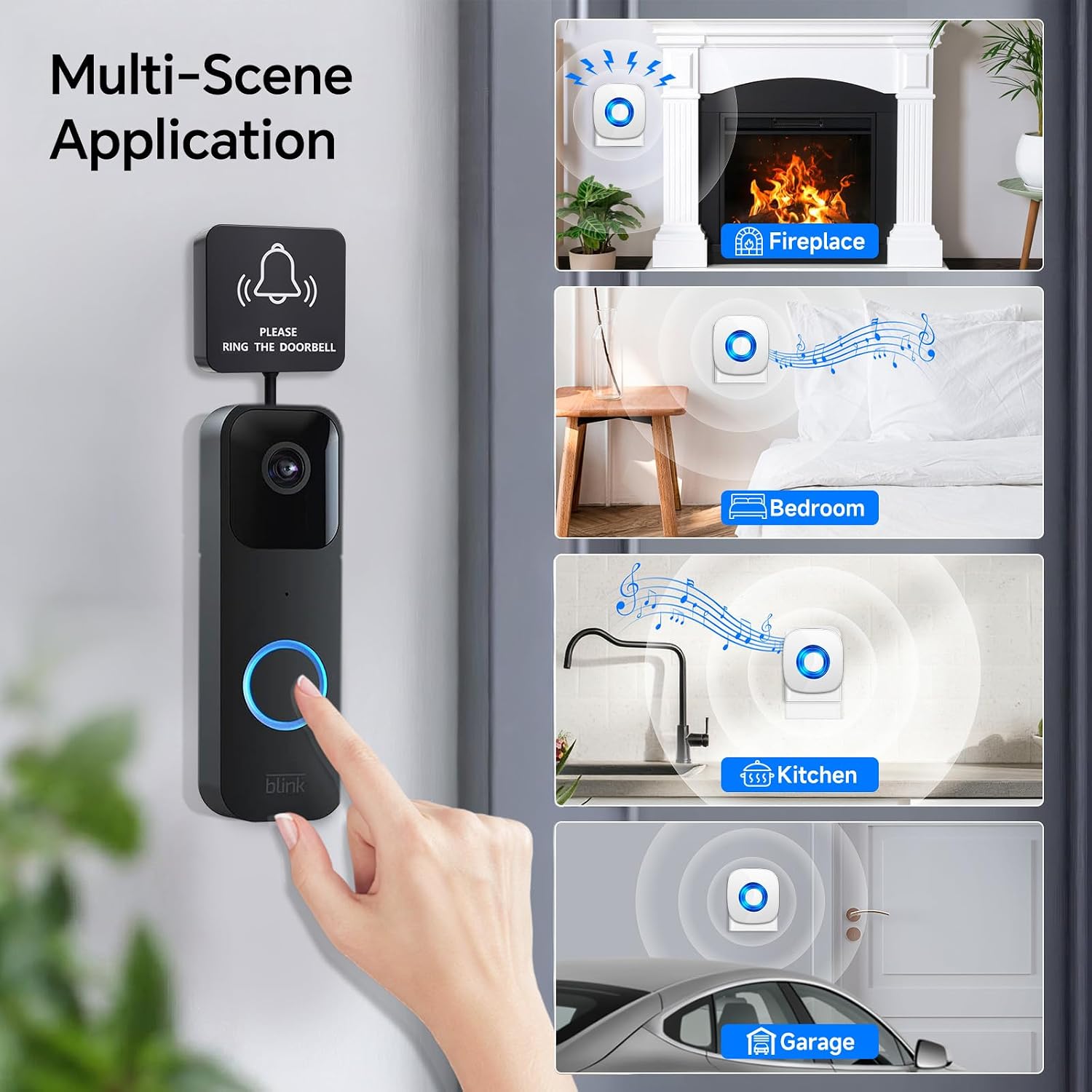 Thumbnail 3 de PHYSEN Universal Wireless Doorbell Chime Extender with 2 Receivers (656 ft range) for Ring, Blink & Google Nest