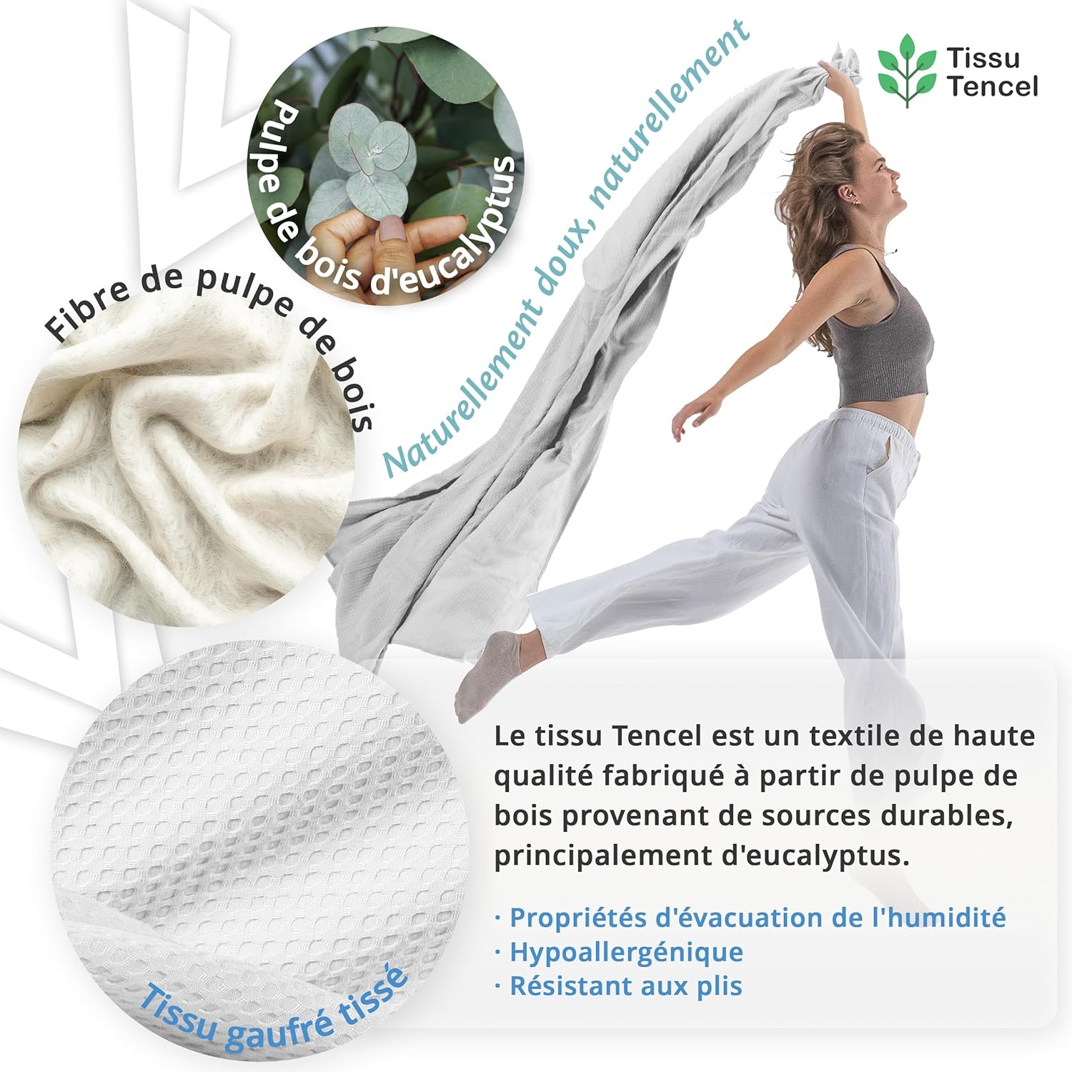 Thumbnail 3 de Ella Couverture rafraîchissante d’été adulte en Tencel (200x200 cm) blanc nacré, certifiée OEKO-TEX