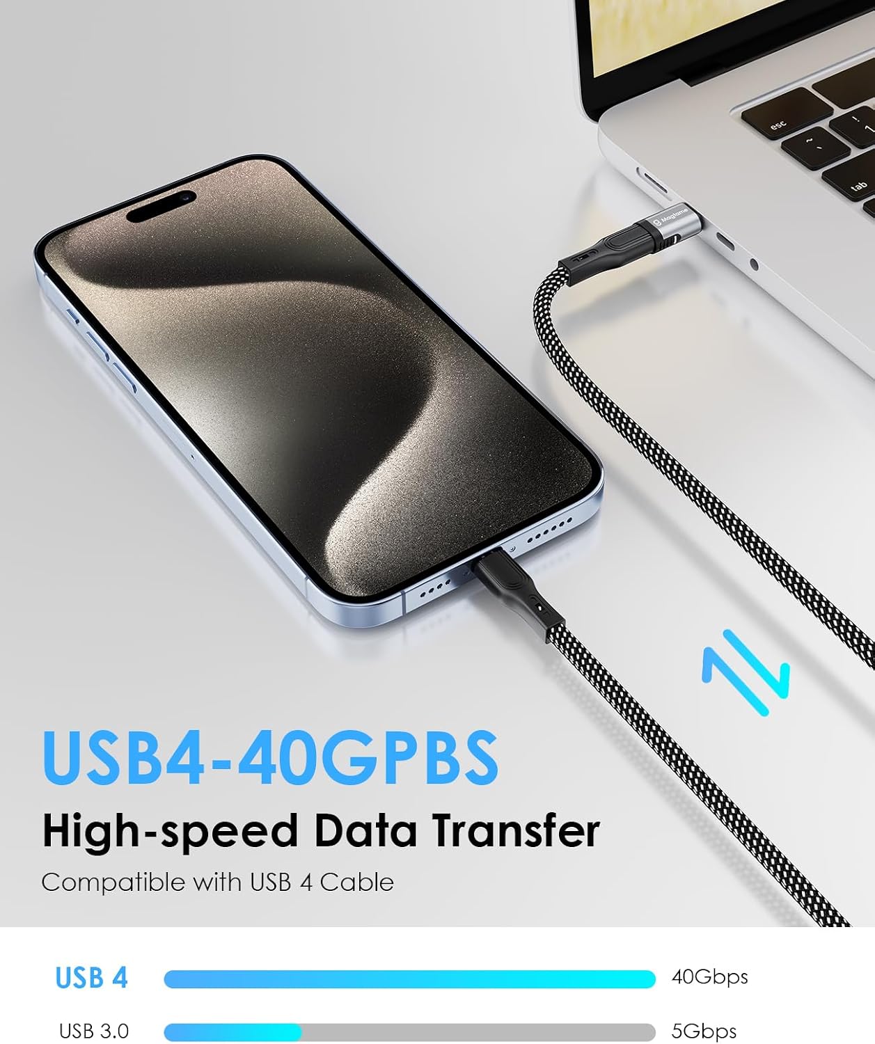 Detalle de Magtame 240W magnetischer USB‑C Adapter (40 Gbps) für schnelles Laden & 4K@60Hz