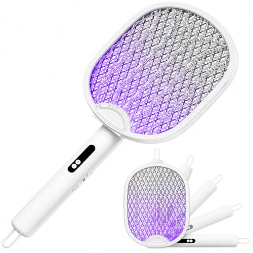 Detalle de WOCVRYY Raqueta Mosquitos Eléctrica 4000V, 1800mAh USB-C, Plegable 3 en 1