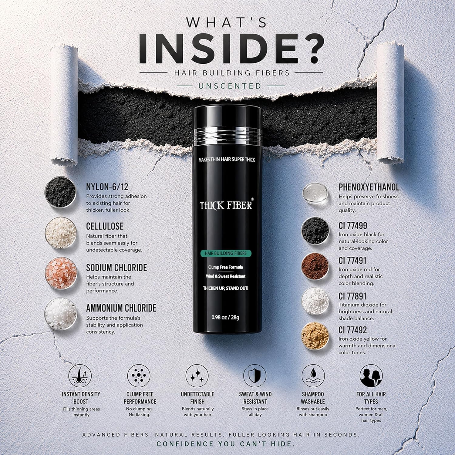 Thumbnail 5 de THICK FIBER Hair Building Fibers in Dark Brown (28g) — Concealer for Thinning Hair