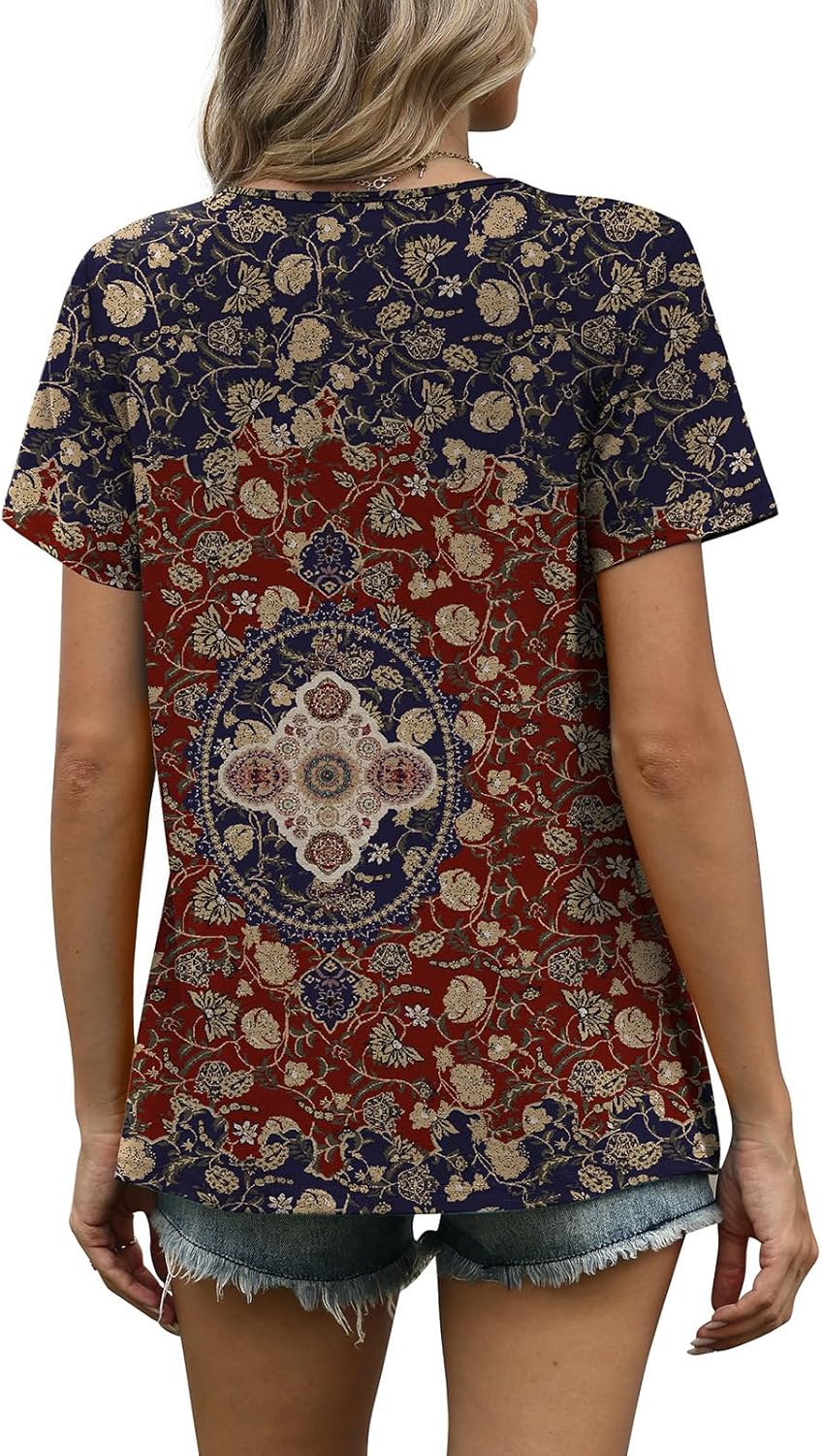 Thumbnail 4 de WIHOLL Women’s Pleated Short Sleeve T-Shirts (Scoop Neck, Flowly Front)