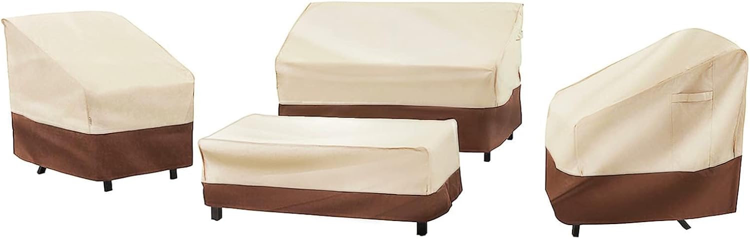 Detalle de Loriano SET4 4-Piece Patio Furniture Cover Set, Beige 600D Oxford