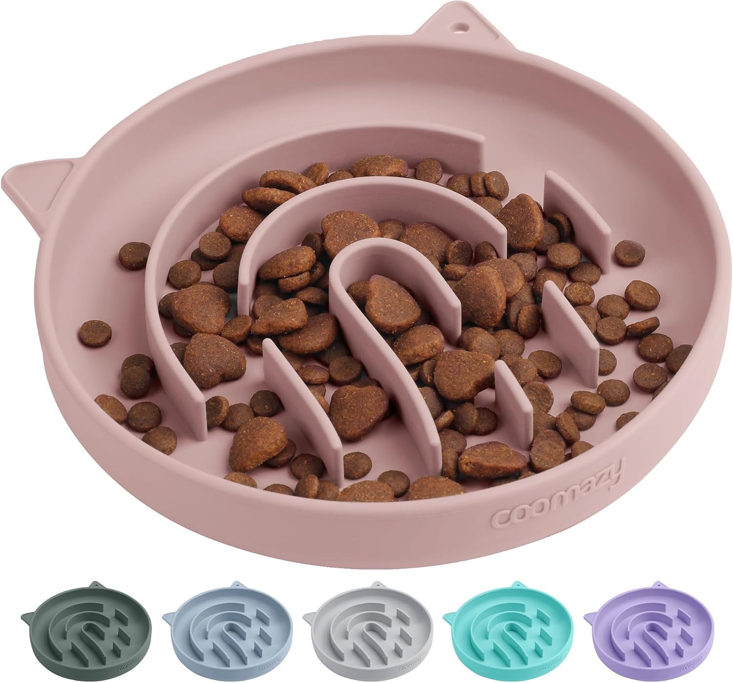 Detalle de Coomazy Anti Schling Napf für Katzen – Silikon-Slow-Feeder, rutschfest, spülmaschinenfest (Pink)
