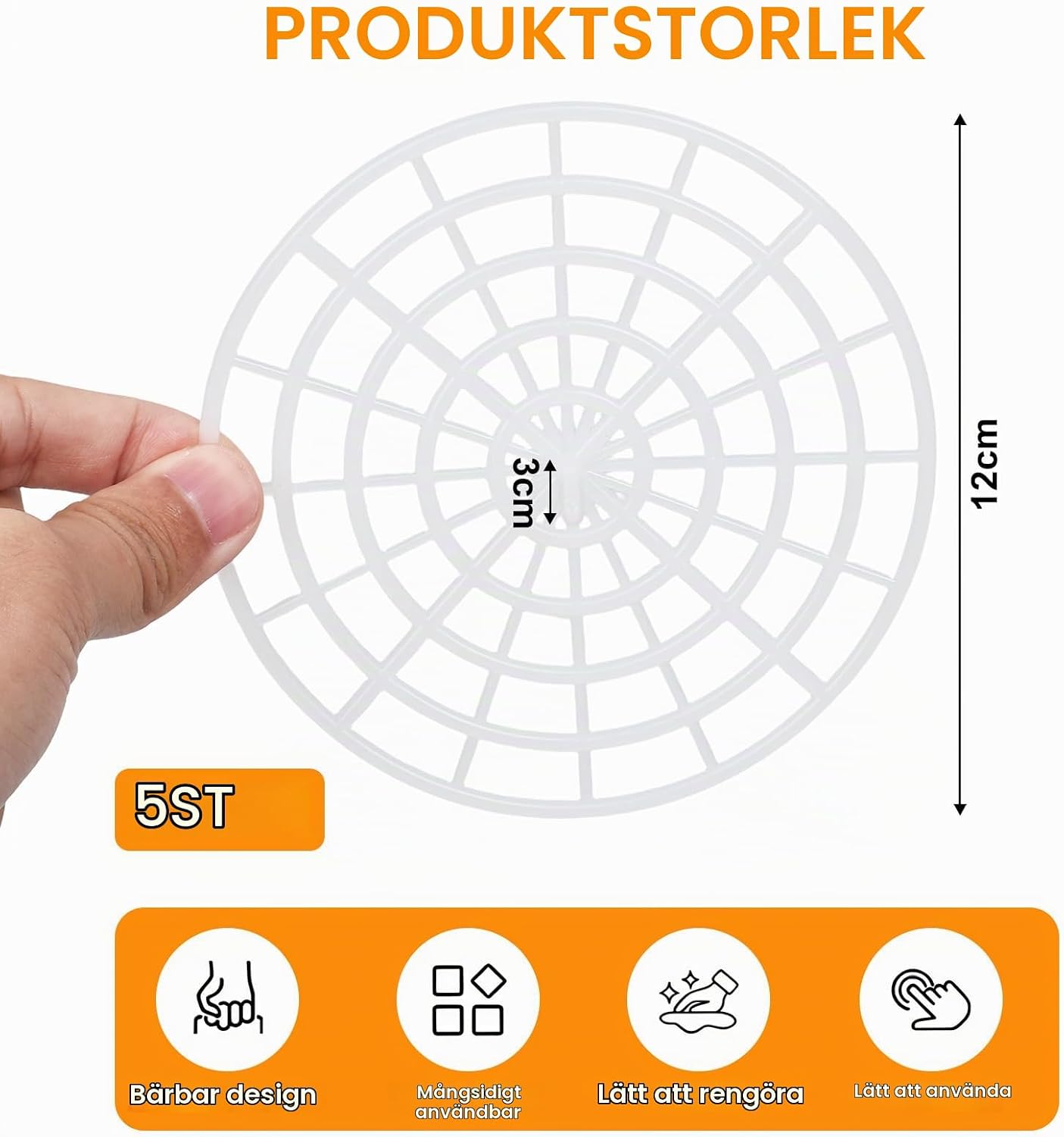 Detalle 2 de HJ-fuzhou HJ-HSH-DE-YCW jäsningsgaller, 5-pack i livsmedelsgodkänd PE, 12 cm