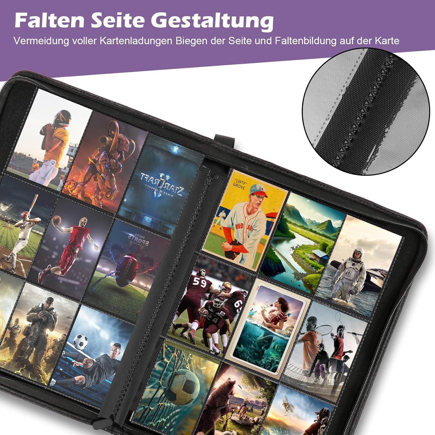 Thumbnail 6 de peiranup Sammelkarten-Album mit Reißverschluss, 540 Pocket (9 Taschen/Seite), 30 Seiten