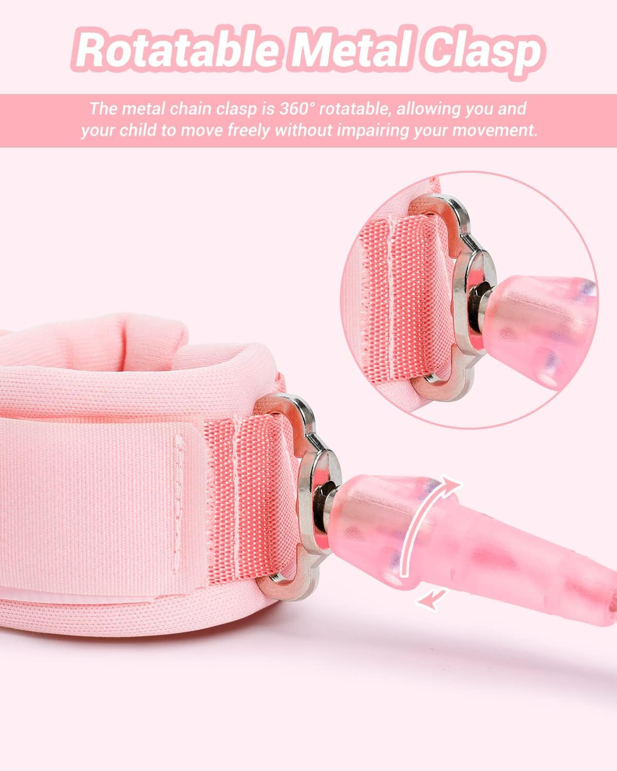 Thumbnail 2 de Dr.meter 2 Pack Toddler Reins 1.2m – Secure Wrist Straps with Key Lock, Reflective 360° Swivel (Pink & Green)