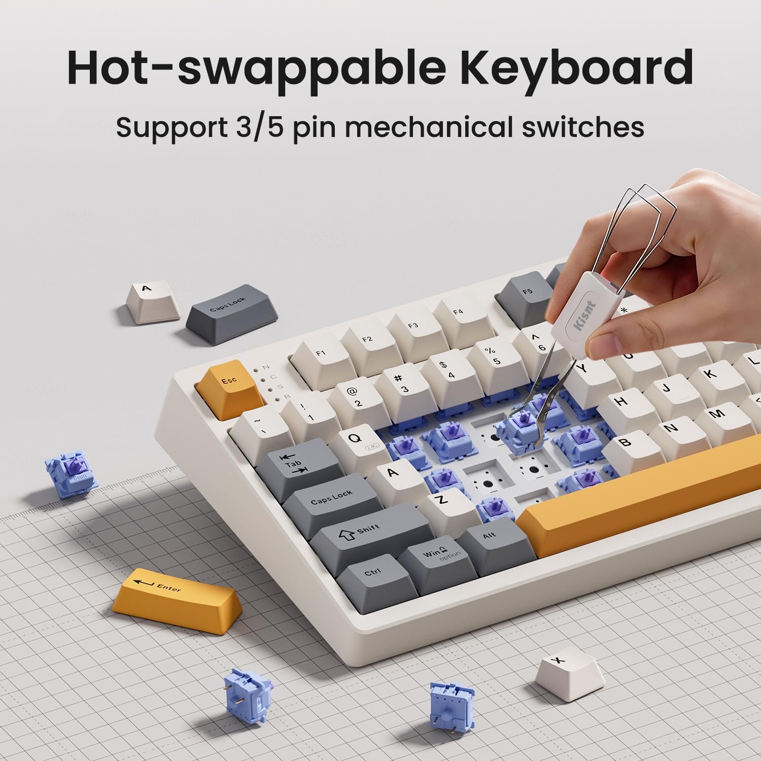 Thumbnail 2 de Kisnt KN104 Wireless Mechanical Keyboard: 100% Full Size with Knob