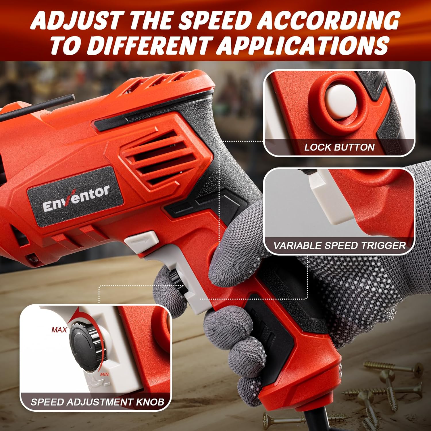 Detalle 2 de Enventor Hammer Drill 900W 13mm Chuck