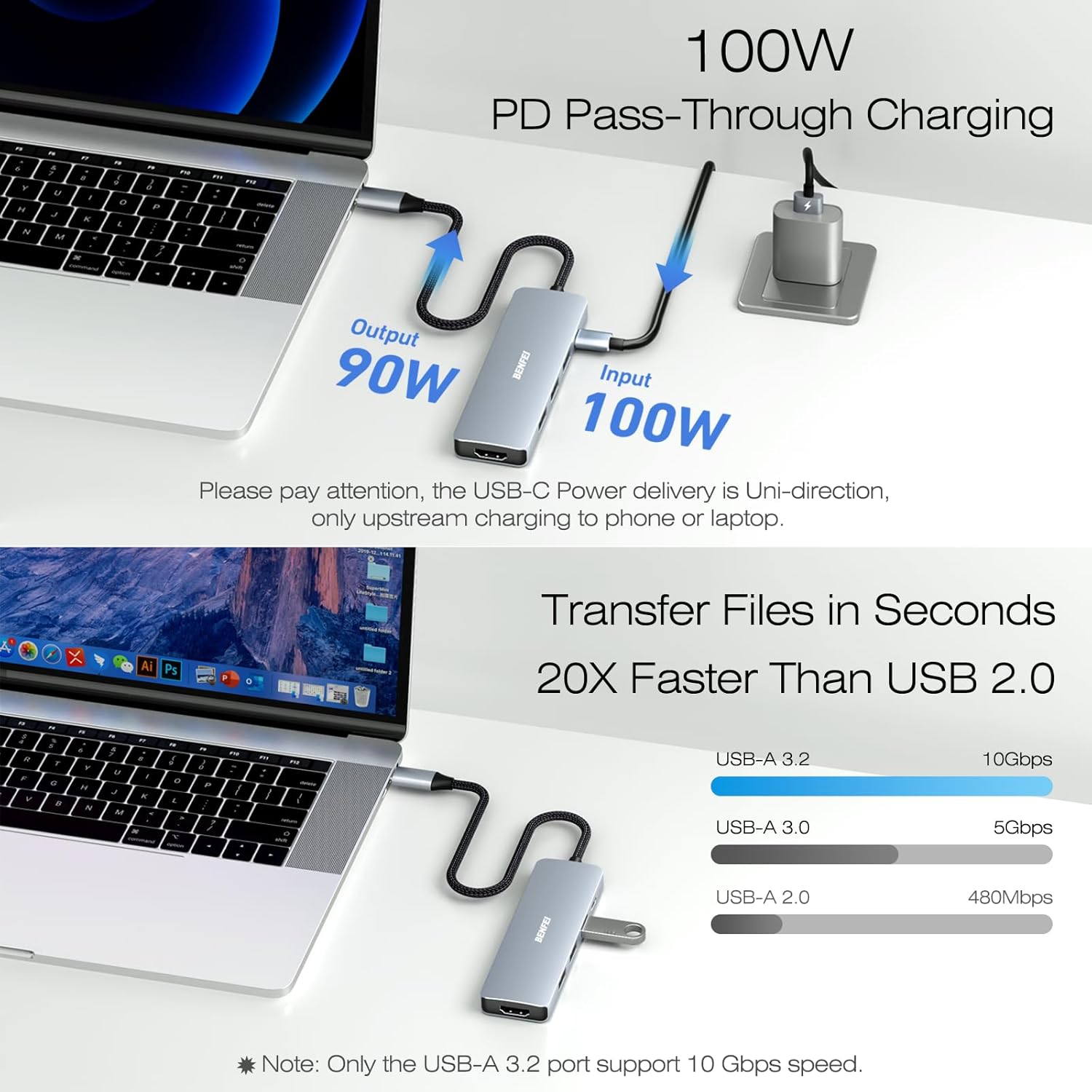 Thumbnail 4 de BENFEI USB C Hub 5in1 100W