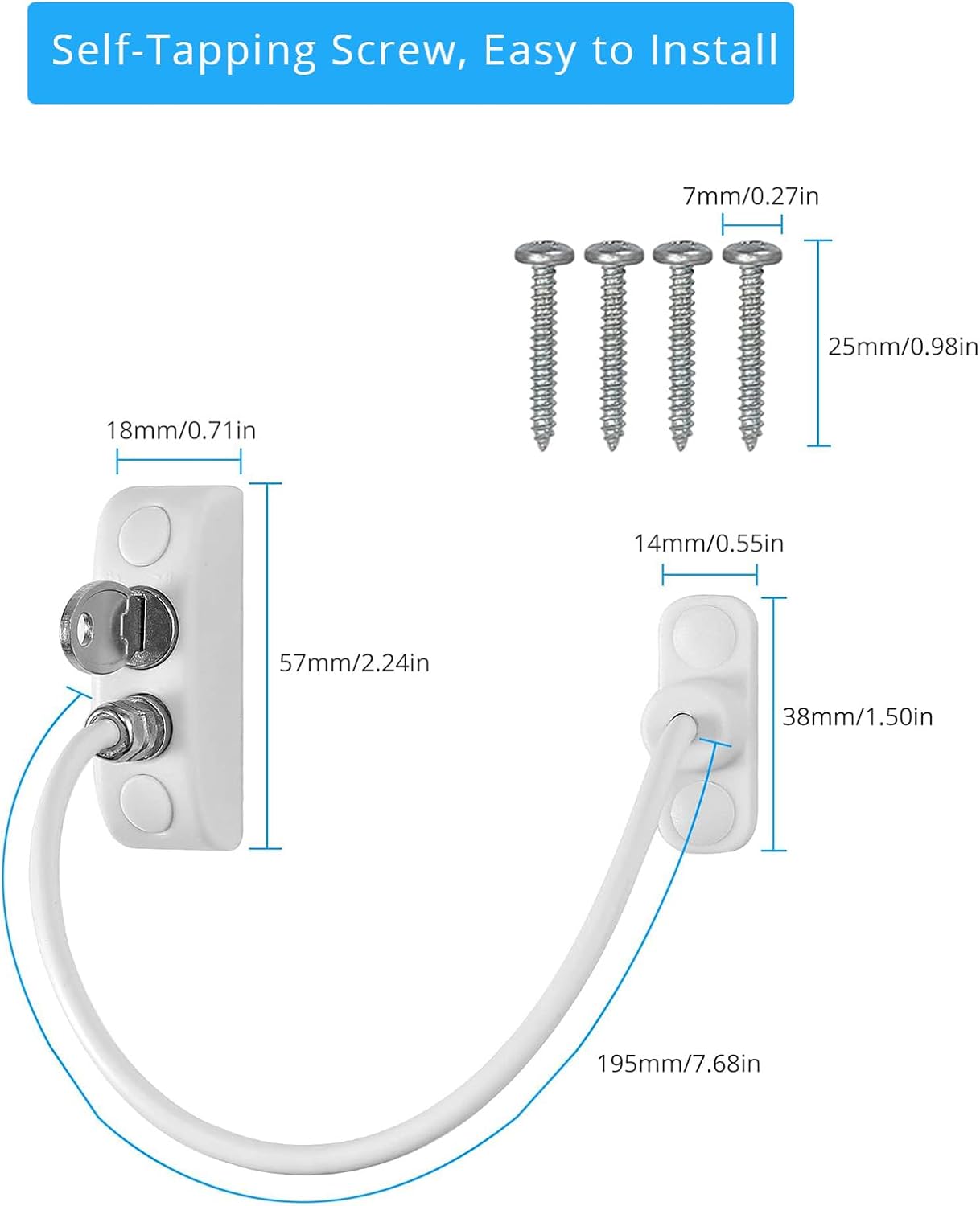 Thumbnail 6 de eSynic 10-Pack Window Locks with Cable Restrictor for UPVC Windows (Child Safety)
