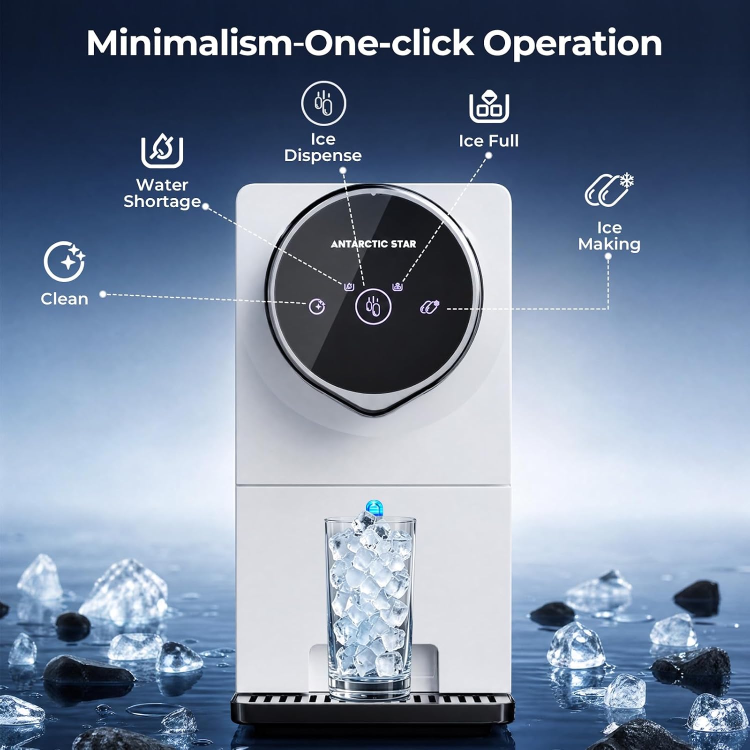 Detalle 2 de Antarctic Star HZB-15DN Nugget Ice Maker with Touchscreen and Self-Cleaning