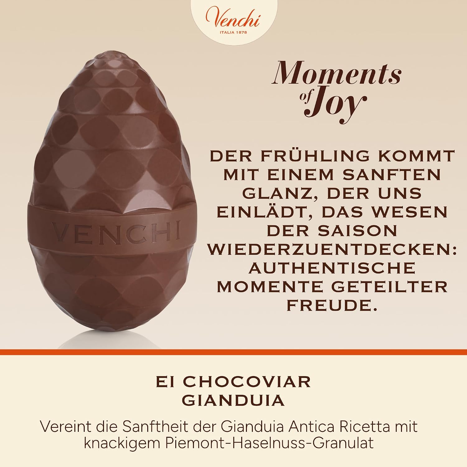 Detalle de Venchi Chocoviar Gianduja-Schokoladenei (330 g) mit „Piemont-Haselnüss“, glutenfrei & Überraschung