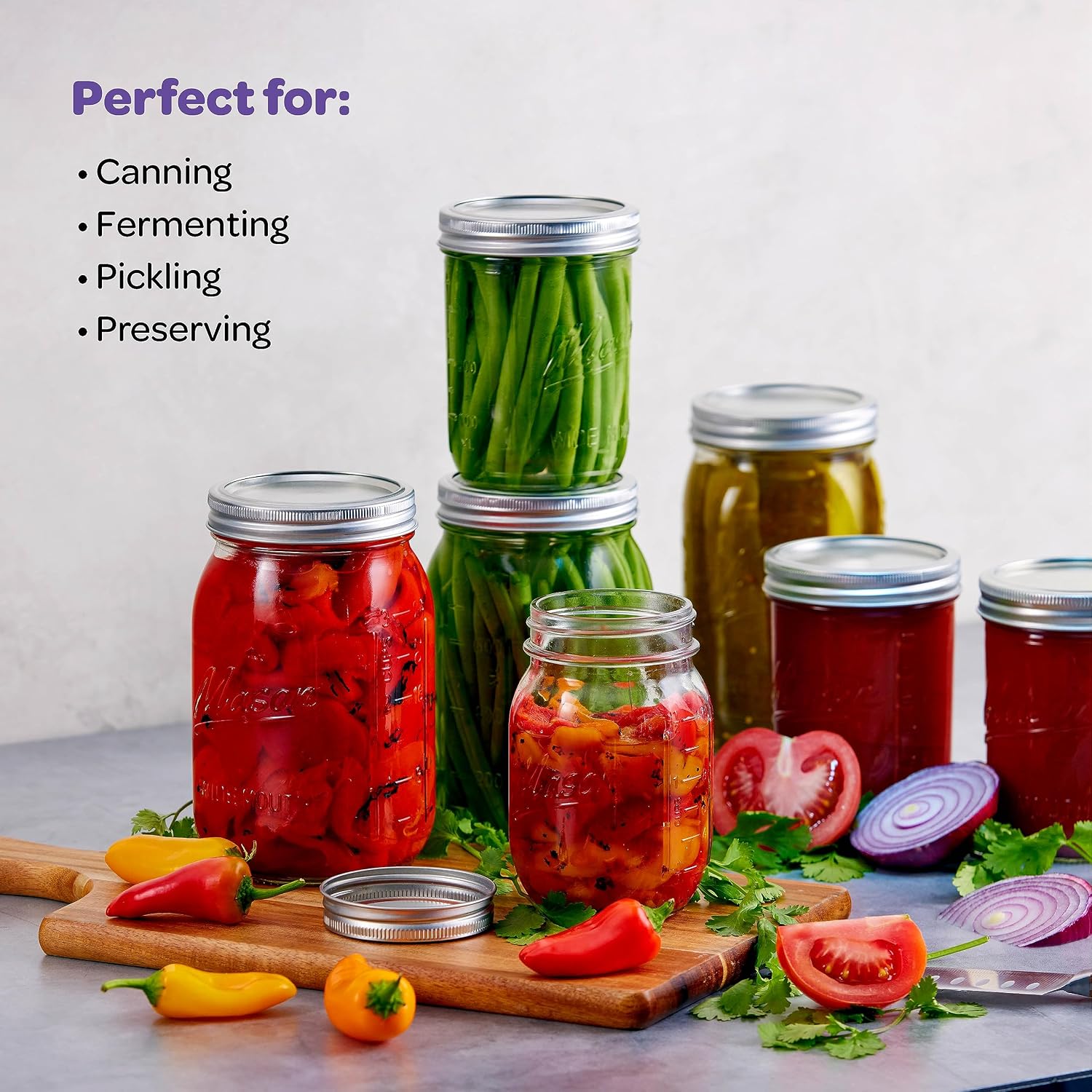 Thumbnail 1 de SEWANTA Wide Mouth Mason Jars 32 oz pack