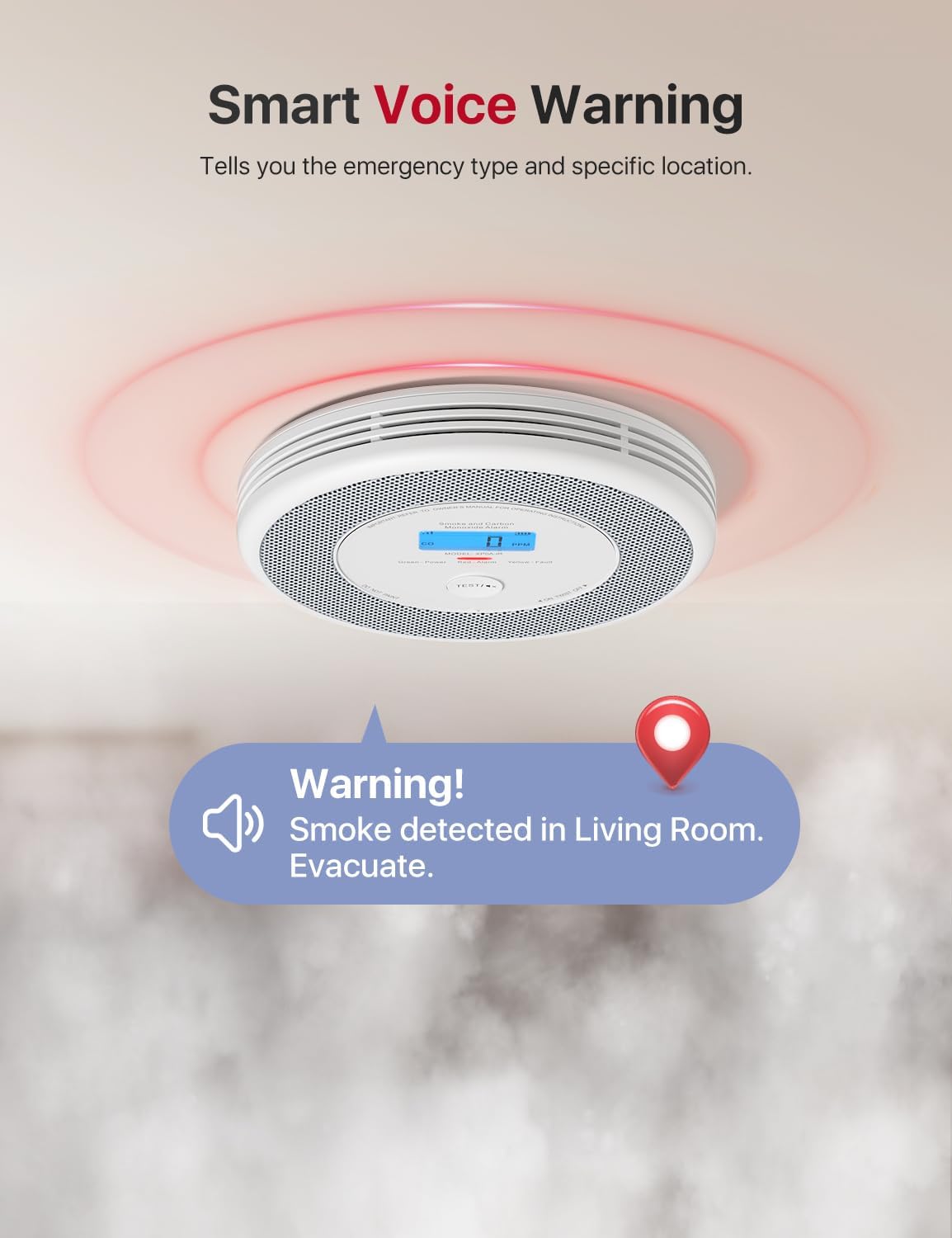 Thumbnail 1 de X-Sense XP0A-iR Wi‑Fi Combination Smoke and Carbon Monoxide Alarm (English Voice Alerts) – 2‑Pack