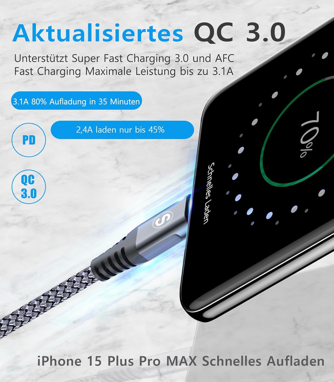 Thumbnail 1 de USB-C auf USB-C Kabel 60W PD – 2er-Pack, 6 m