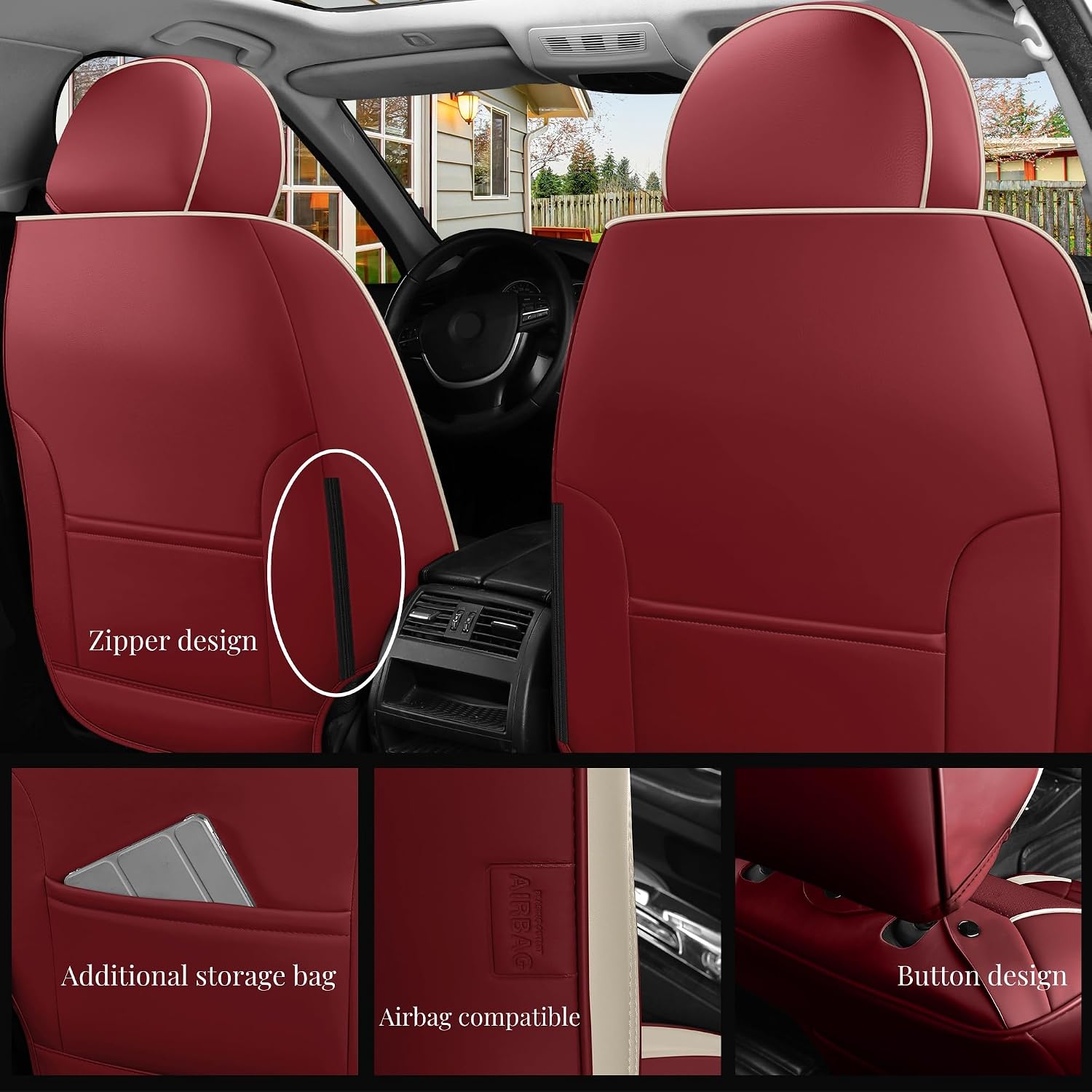 Detalle de Menifomory Seat Covers R-Red+White 13pcs