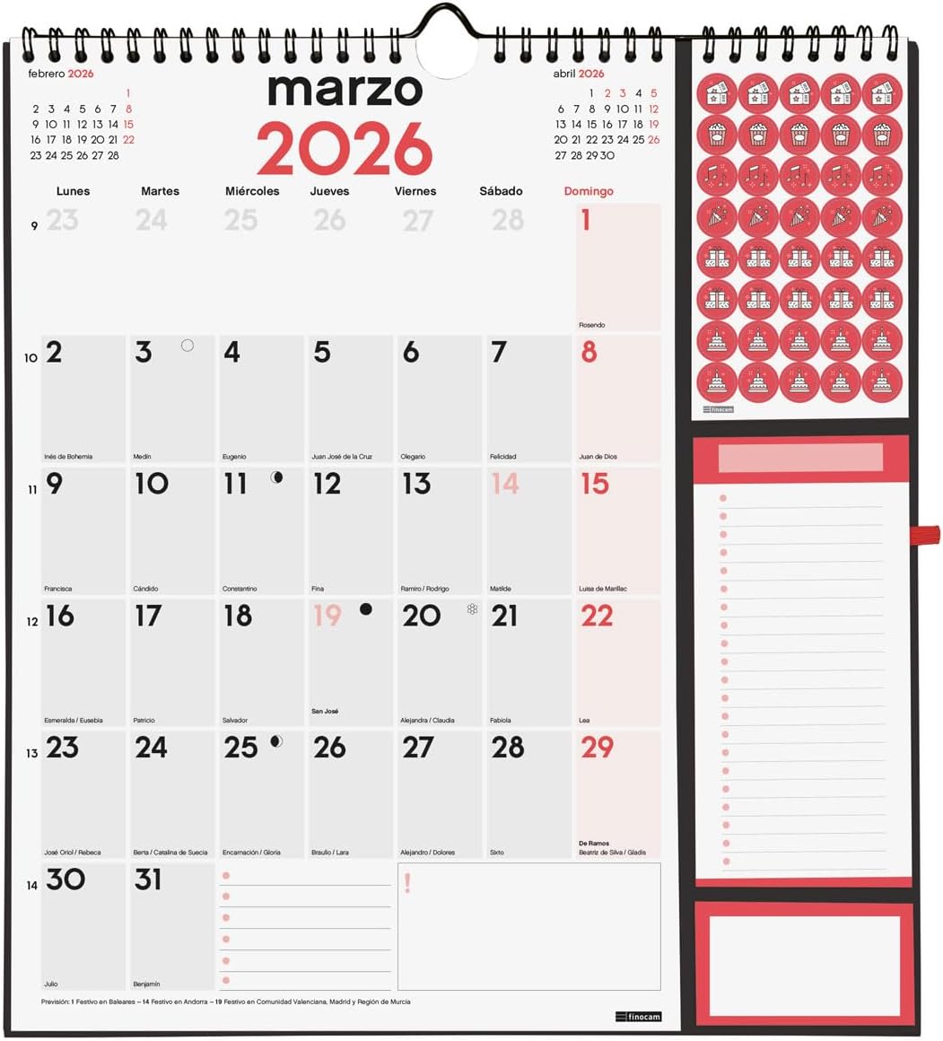 Thumbnail 2 de Finocam Calendario de pared 2026 Mes Vista 📅