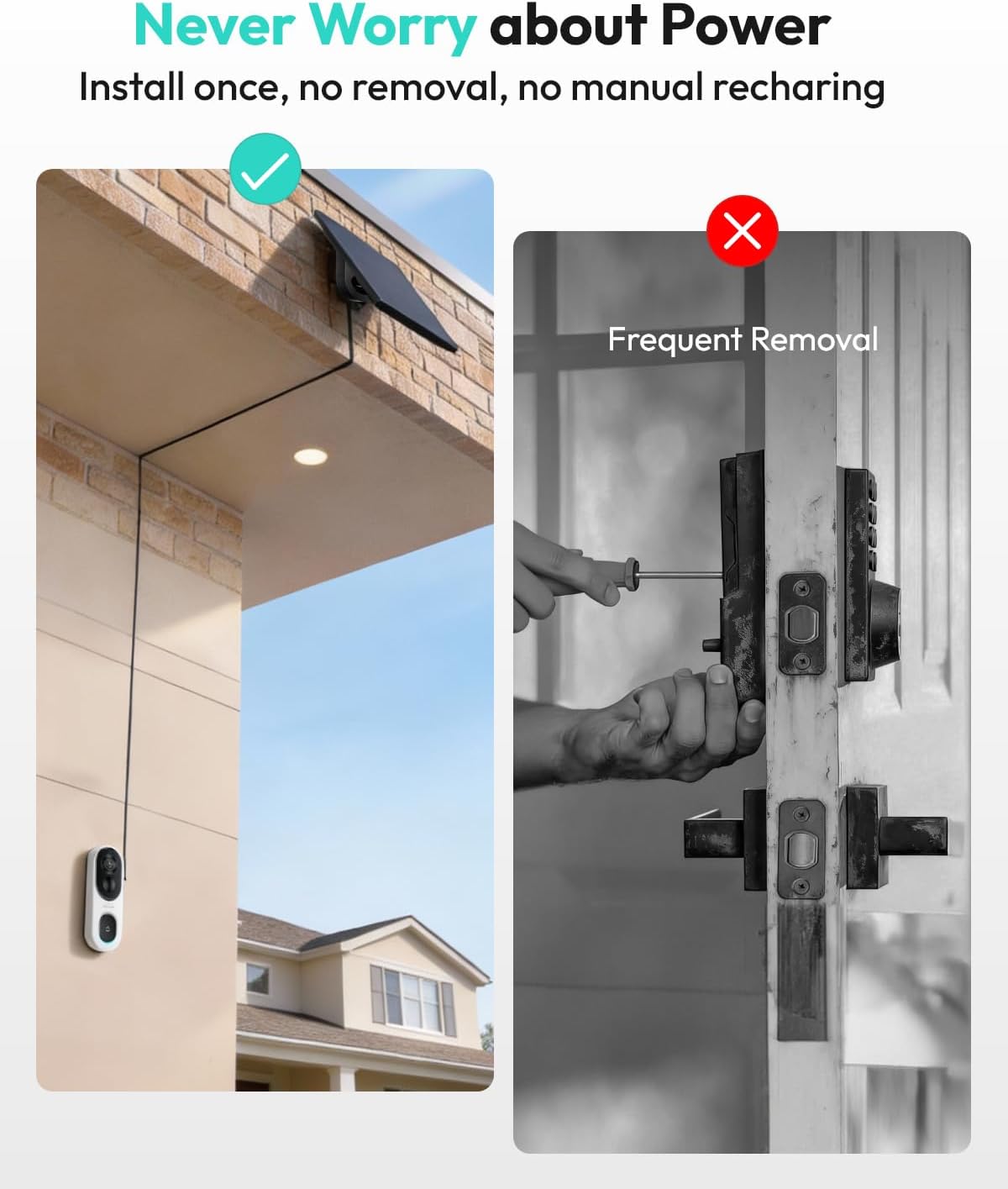 Thumbnail 1 de BOTSLAB 2K Wireless Solar Doorbell Camera with 5200mAh Battery, AI Detection and No Monthly Fee