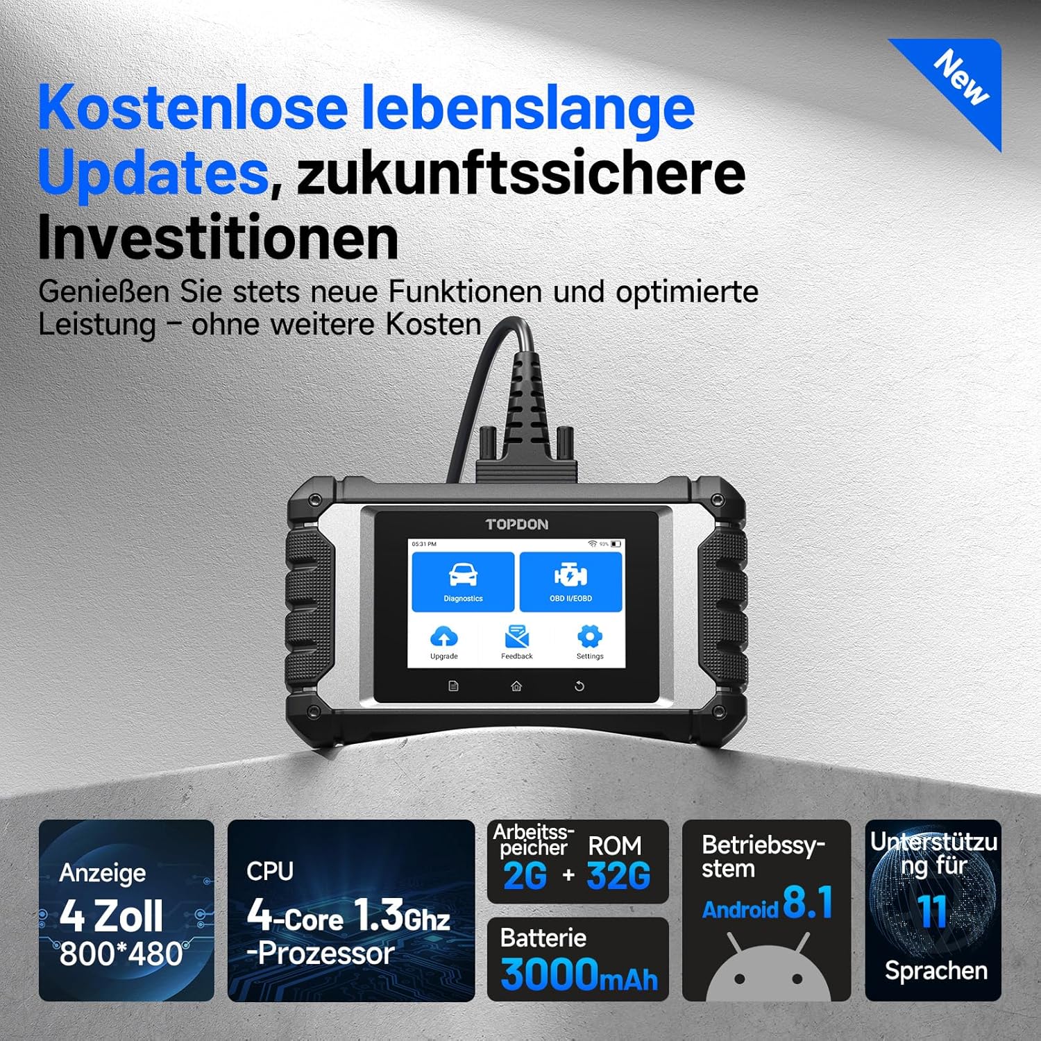 Thumbnail 6 de TOPDON ArtiDiag OBD2 Diagnosegerät 4 Zoll Display