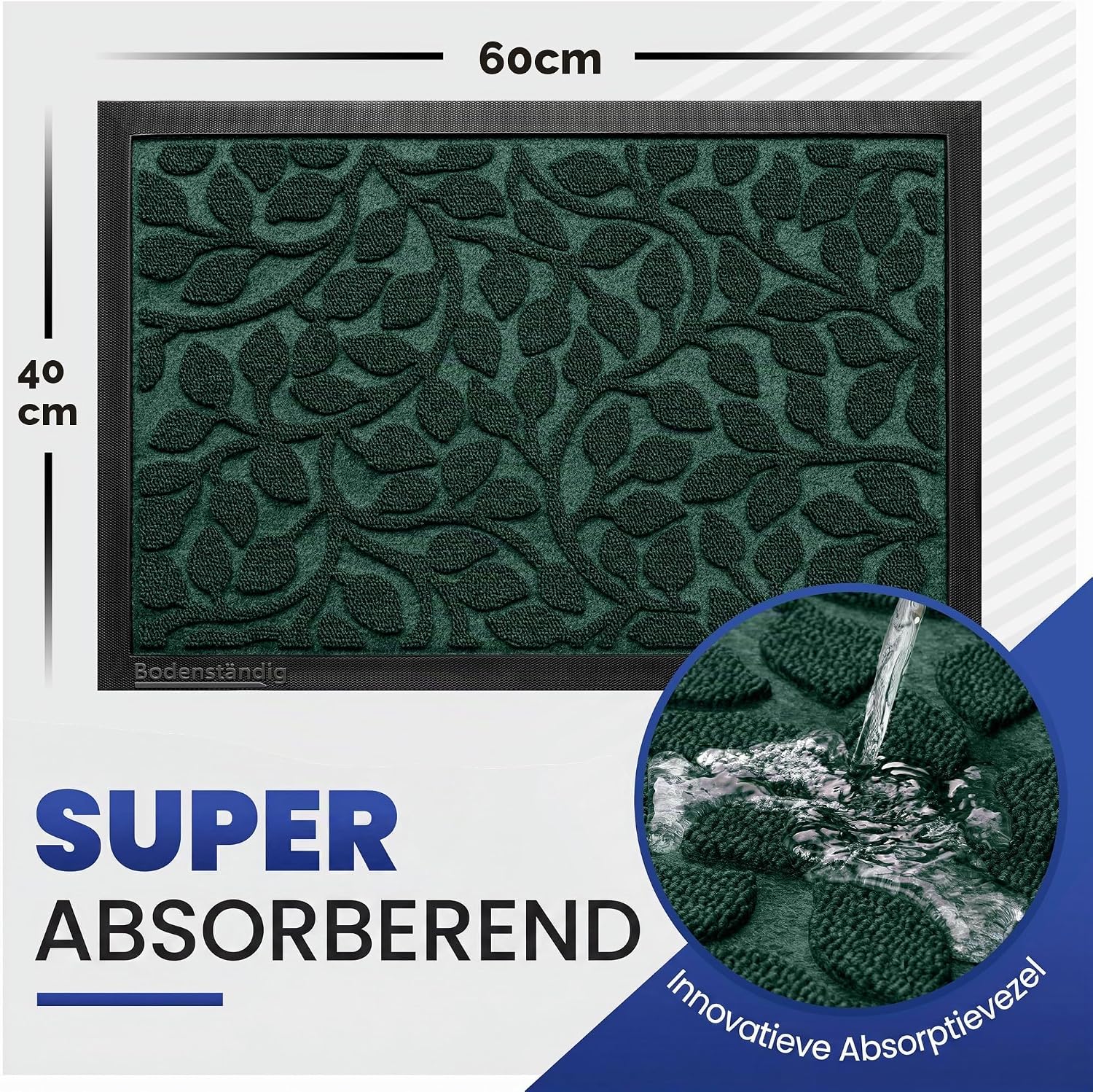 Thumbnail 1 de BODENSTÄNDIG® deurmat buiten antislip 40x60, groen en absorberend