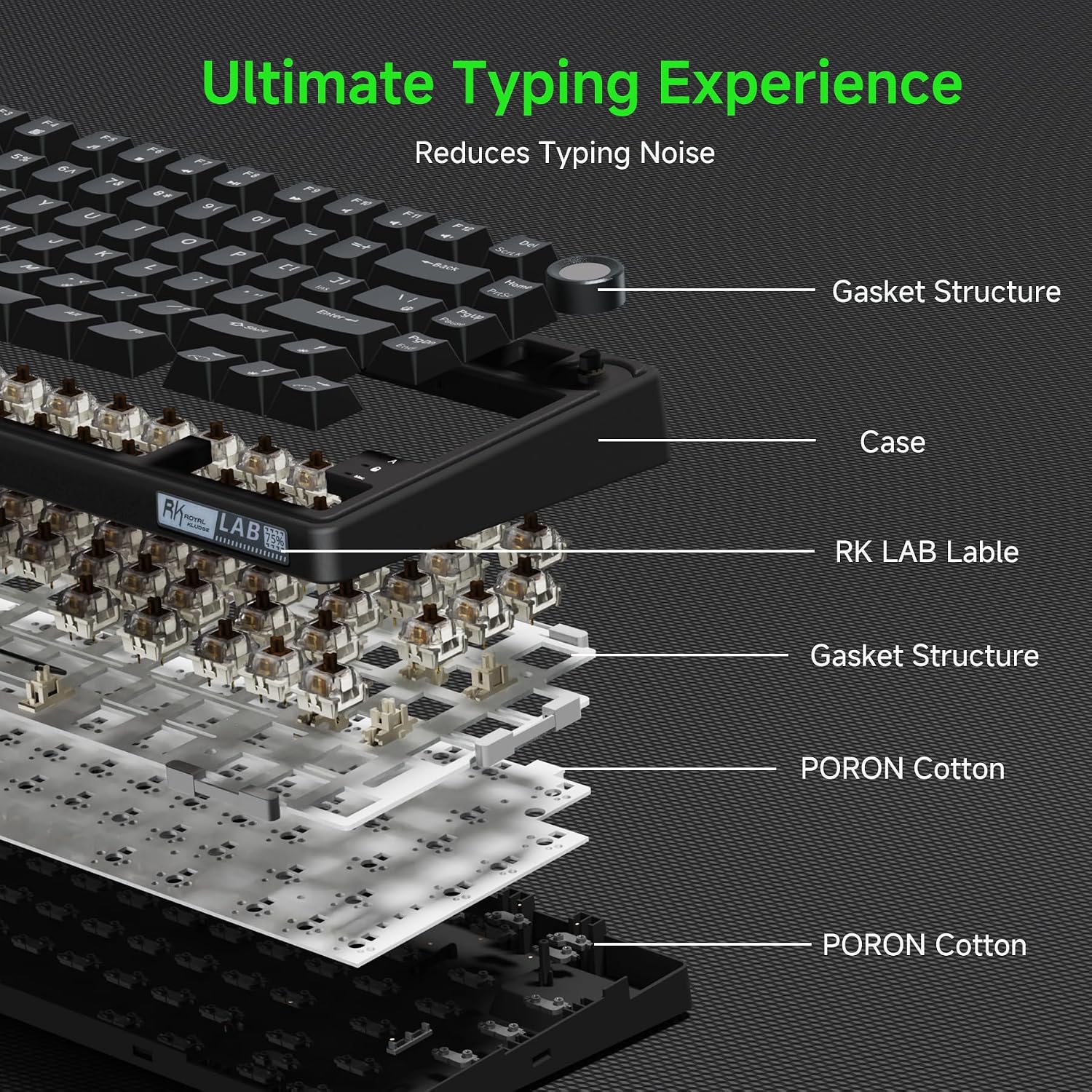 Thumbnail 3 de RK ROYAL KLUDGE R75 75% Wired Mechanical Keyboard with Volume Roller