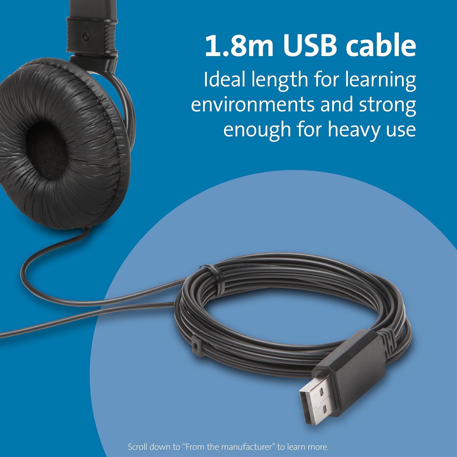 Thumbnail 4 de Kensington K97601WW: casque audio USB fil stereo, anti-bruit et binaural pour PC/Mac/Chromebook