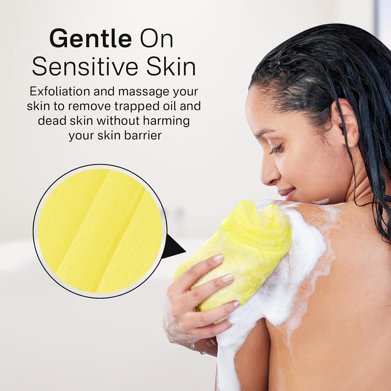 Detalle de Yiclick Exfoliating Washcloth Towel (3-Pack) — Japanese/Korean-Style Back Scrubber for Shower, Bath & Travel