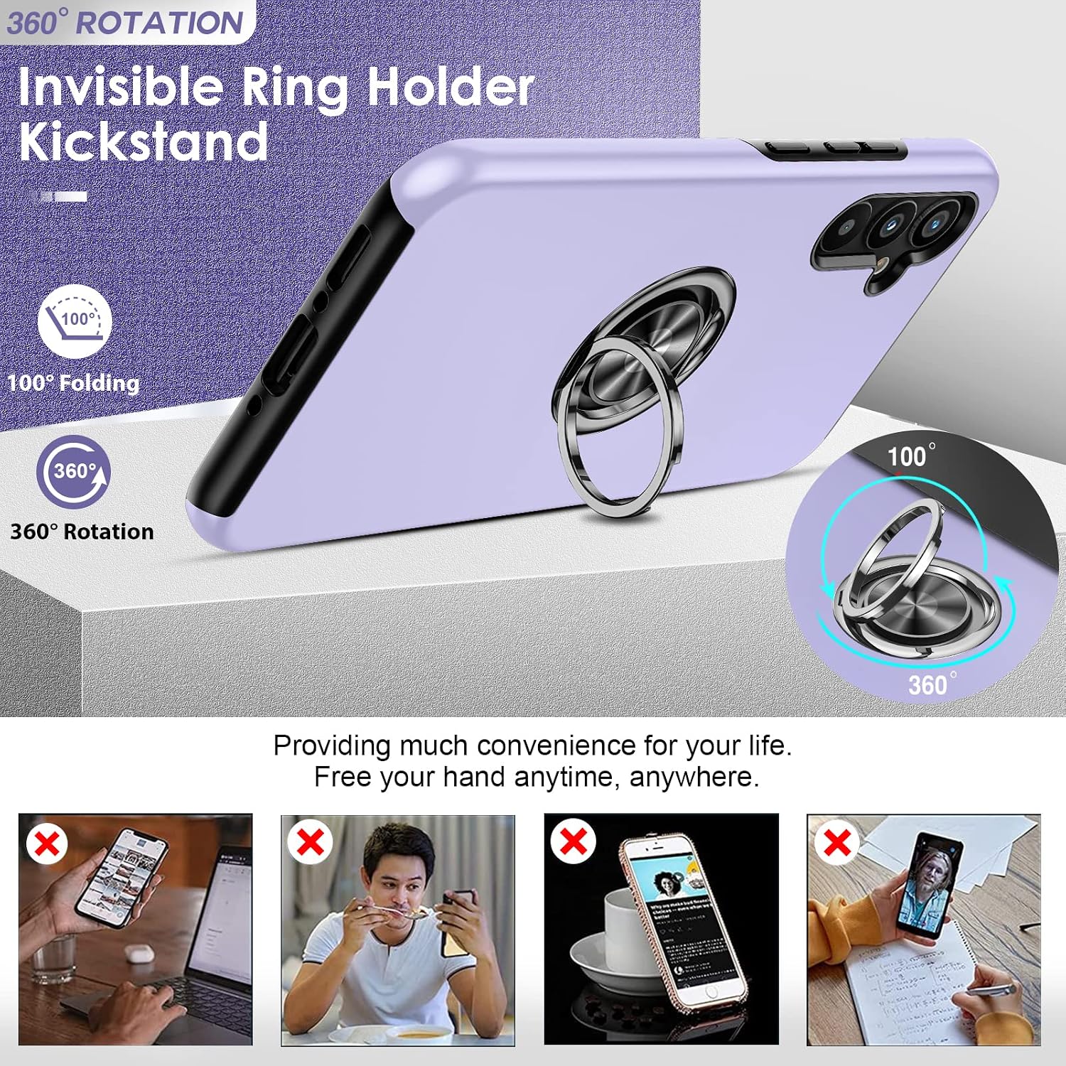 Detalle 2 de Samsung Galaxy A34 5G purple shockproof case with 2 screen protectors