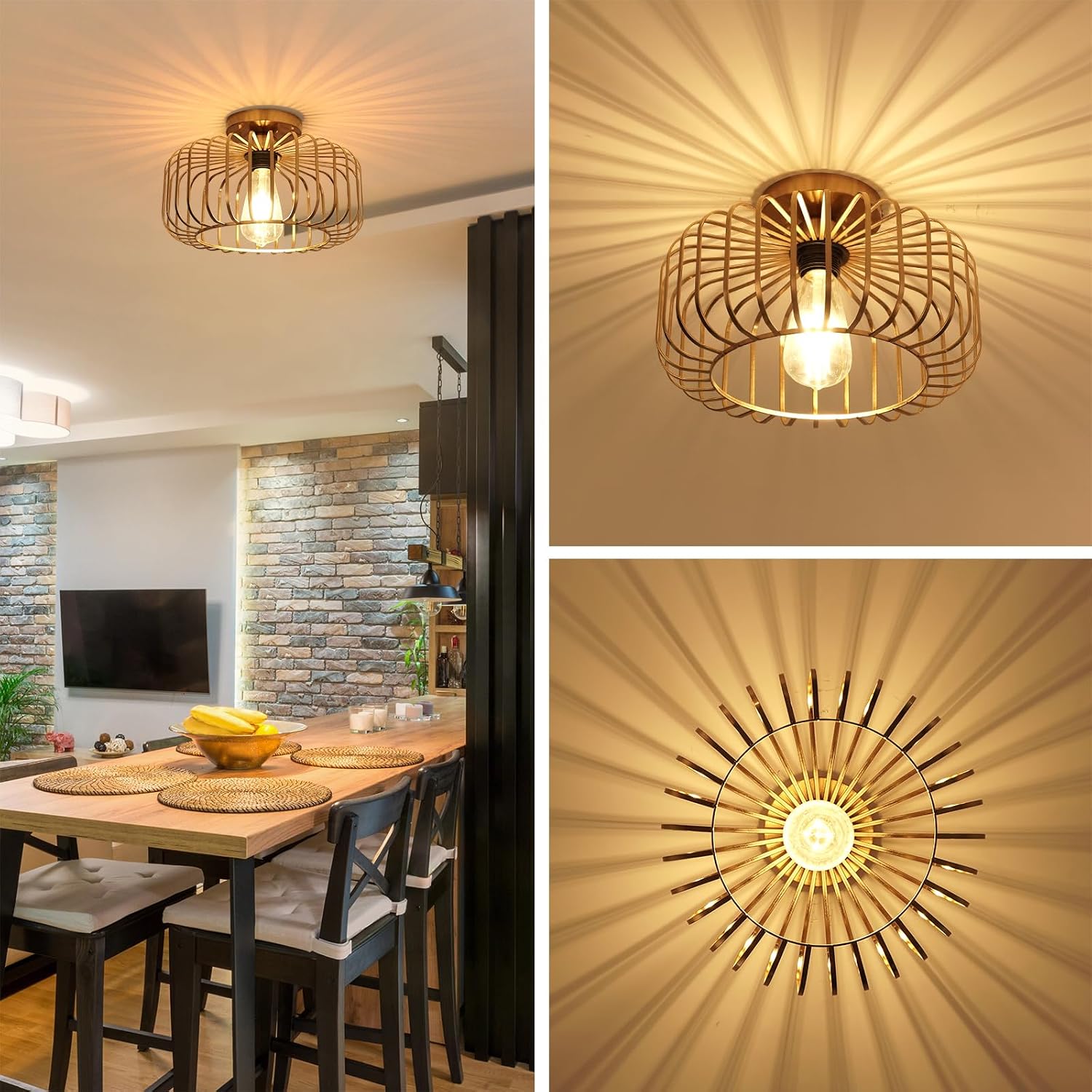 Thumbnail 3 de FRIDEKO HOME Deckenlampe Schwarz (E27) – runder Metall-Lampenschirm im Industrial-Look
