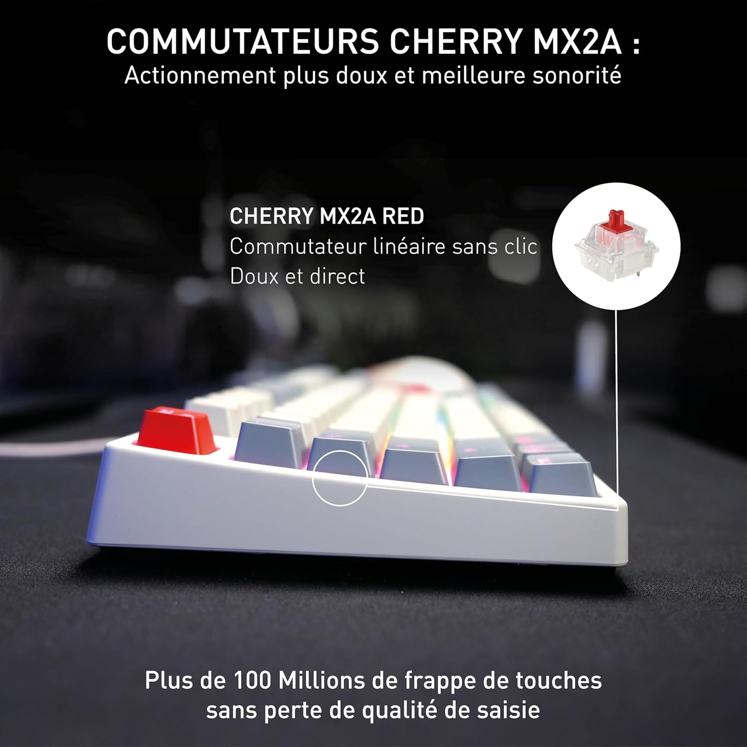 Thumbnail 2 de Cherry XTRFY K4V2 TKL – Clavier de jeu filaire compact AZERTY avec rétroéclairage RGB
